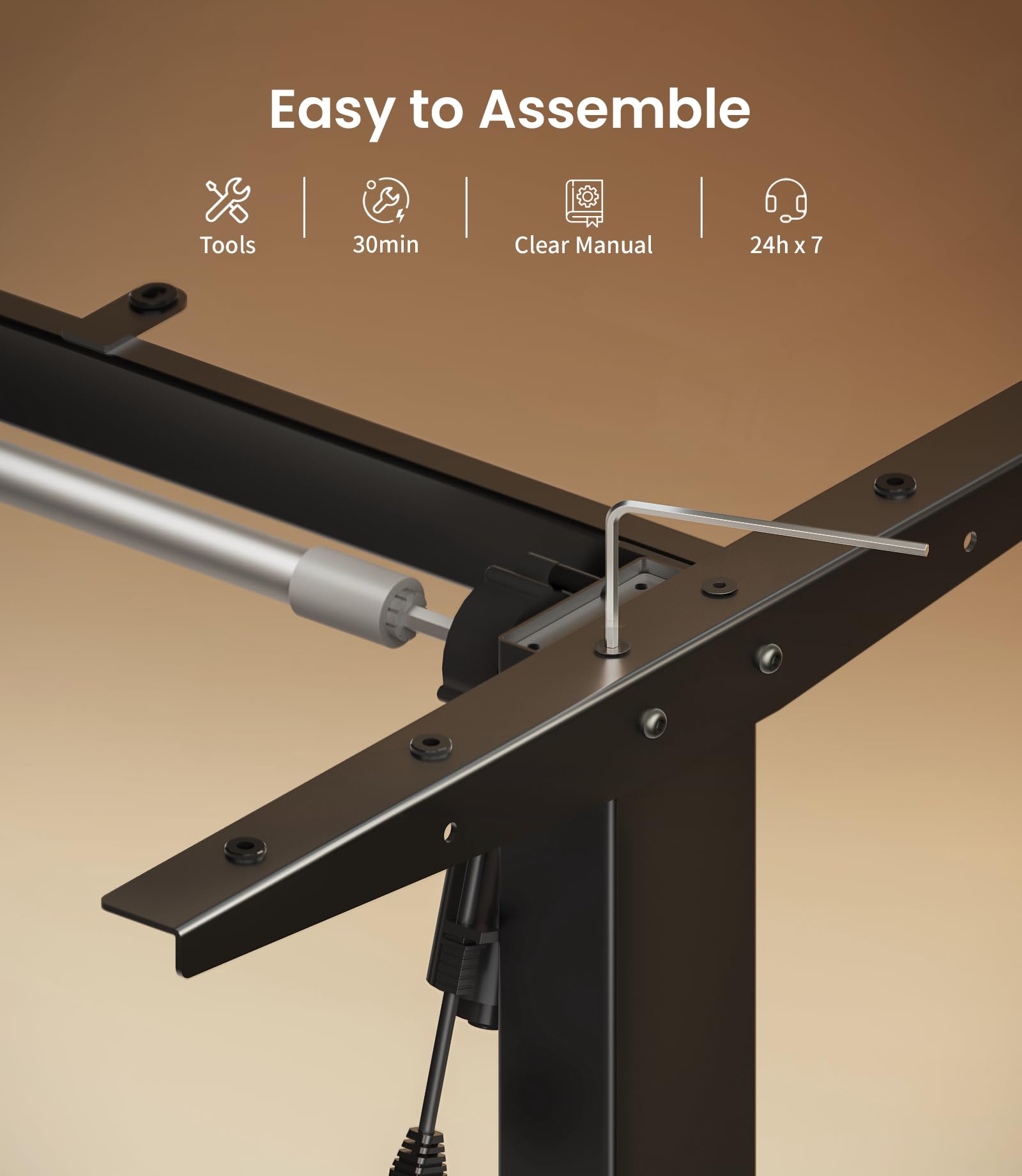 MAIDeSITe Electric Standing Desk Frame - Two-Stage Height Adjustable | 72-120 cm Range | 80kg Load 9