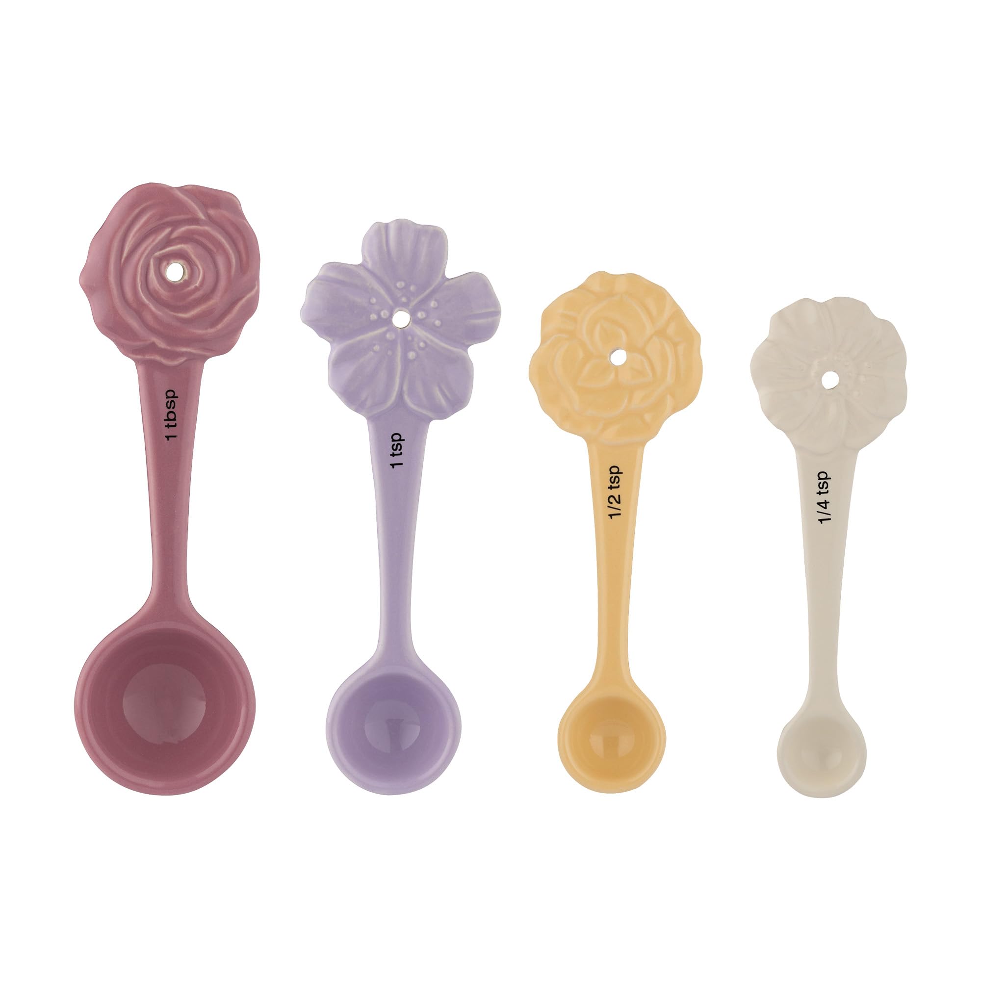 Mason Cash In The Meadow Stoneware Measuring Spoons - Set of 4 | Floral Embossed | Dishwasher Safe 1
