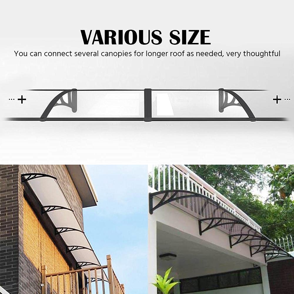 Yaheetech Modern Door & Window Canopy Awning | Polycarbonate | 120 x 80 cm | Rust-Free Aluminum Frame 6