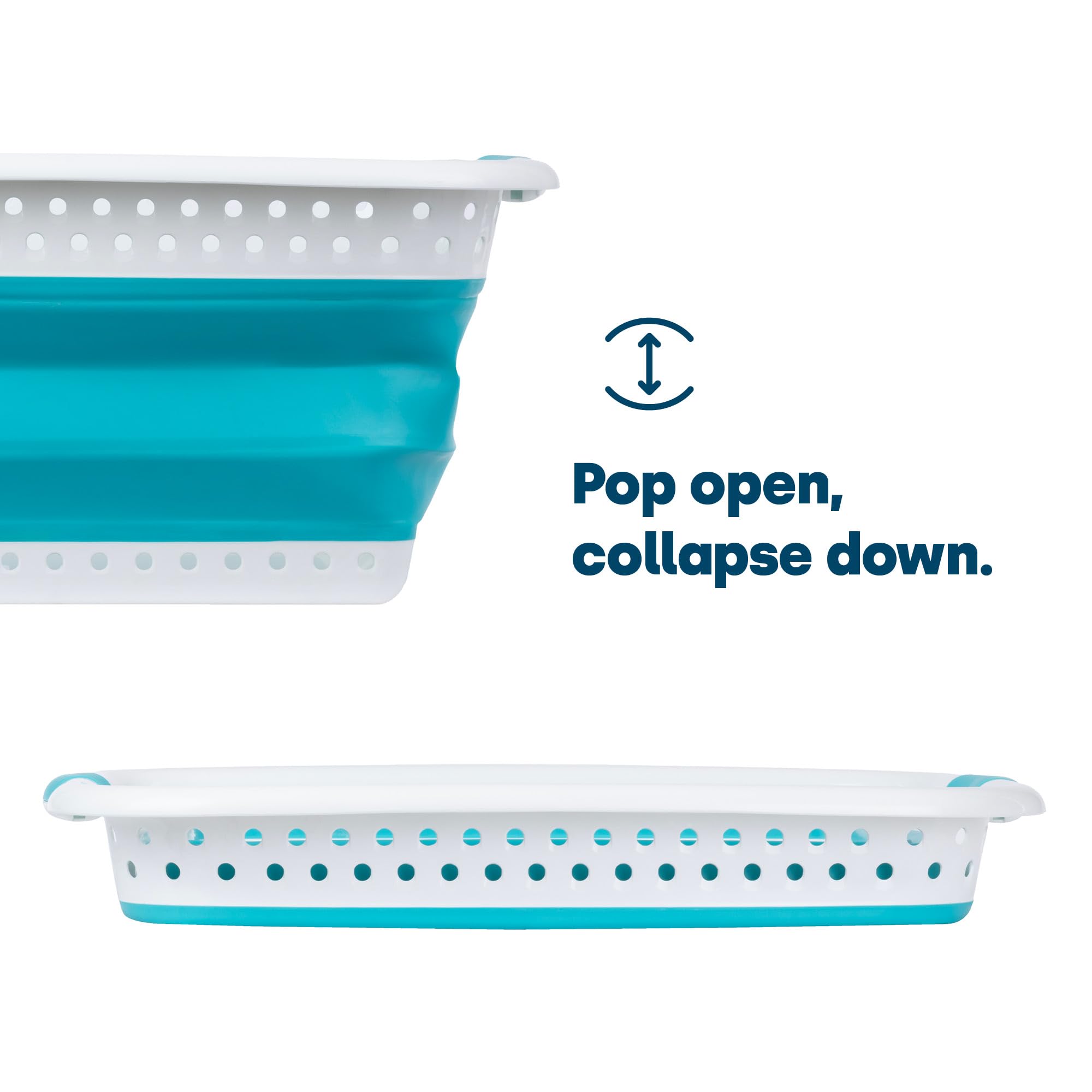 LIVIVO Collapsible Laundry Basket 58L - Foldable with Carry Handles | Turquoise 7