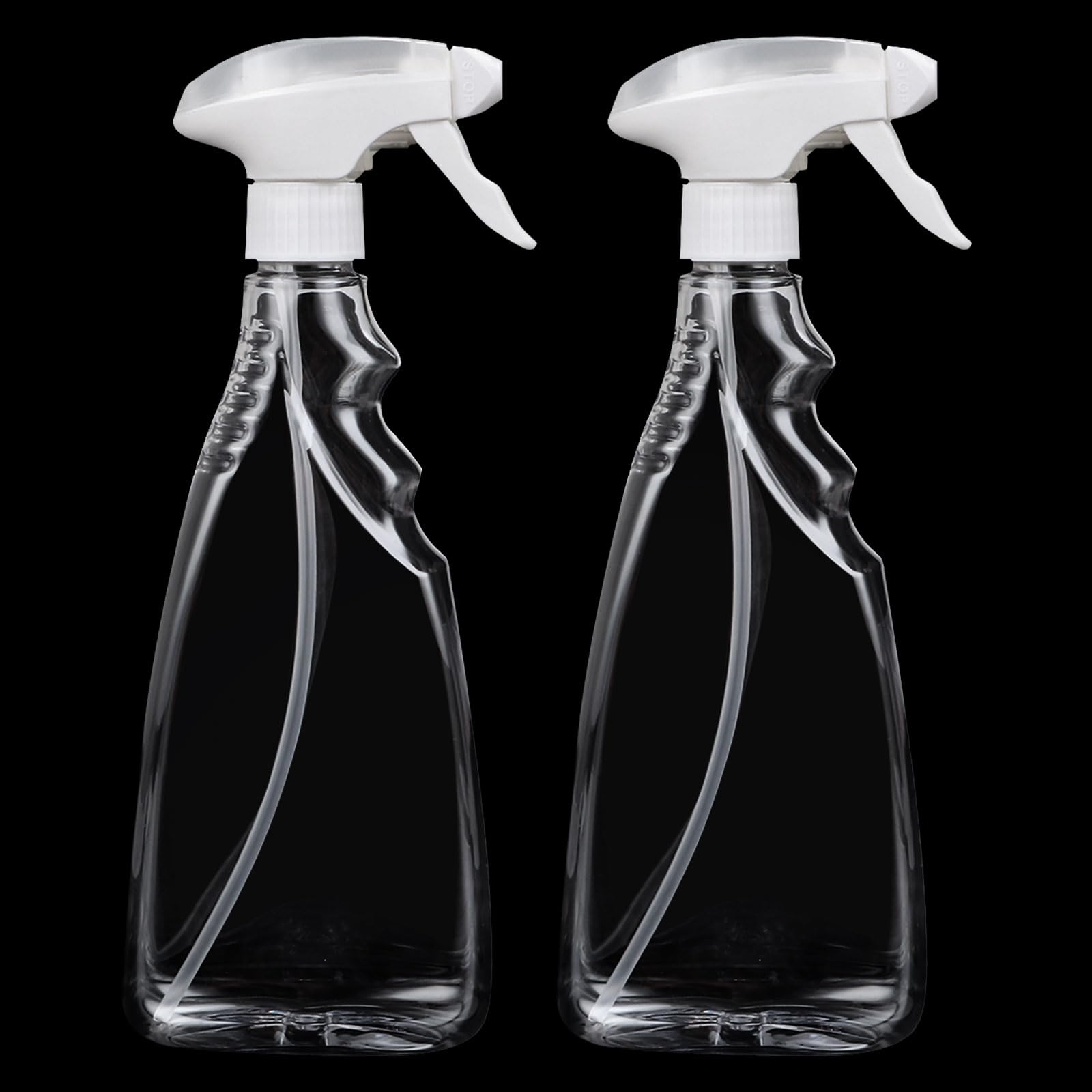 ASelected 2 Pack 500ml Transparent PET Fine Mist Plastic Spray Bottles for Cleaning and Gardening