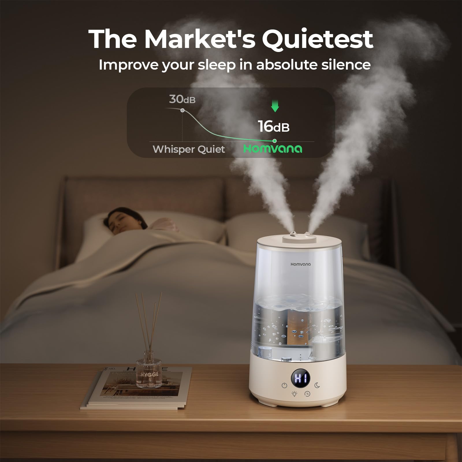 Homvana H101 3.6L Cool Mist Humidifier - 34 Hr Runtime | Aroma Diffuser | Quiet Operation 3