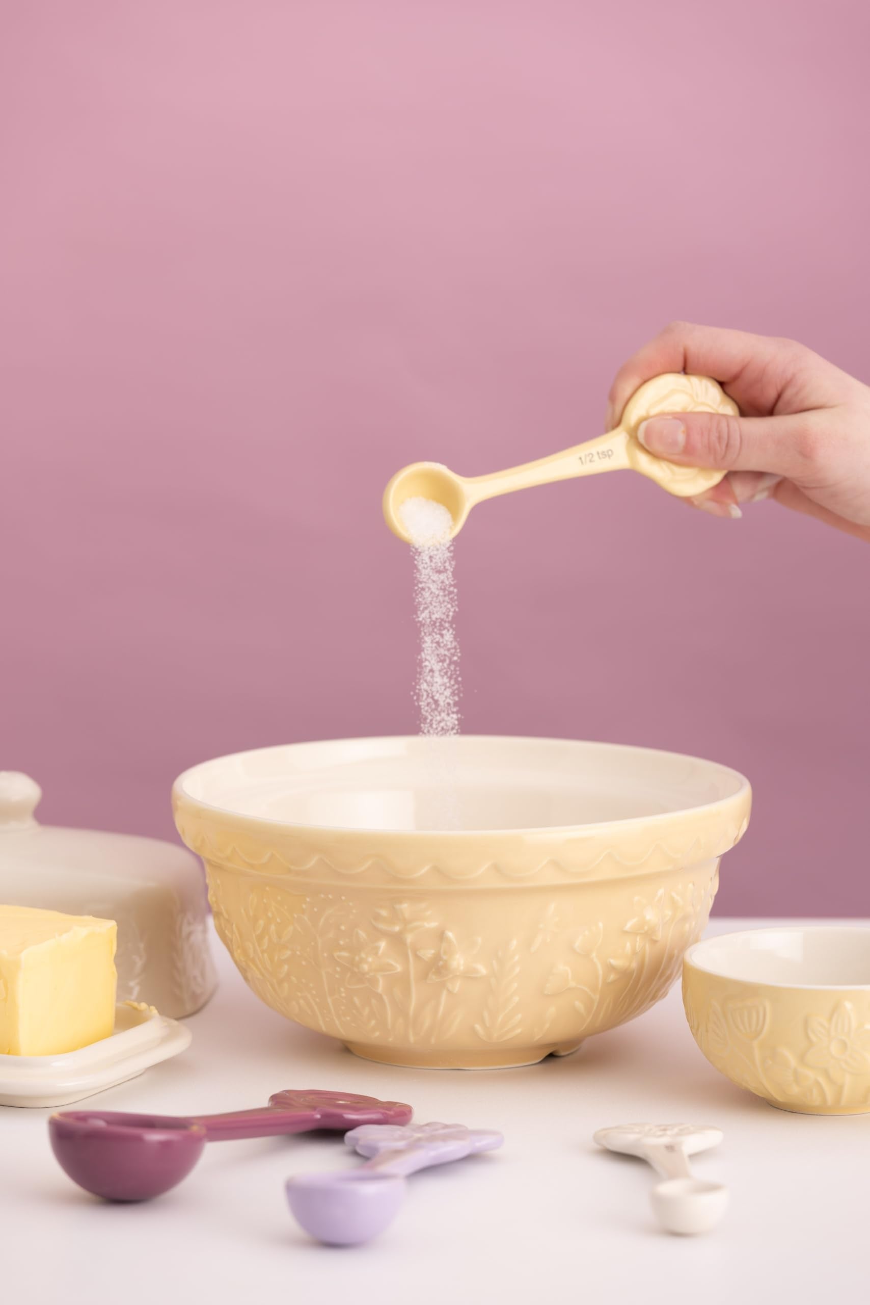 Mason Cash In The Meadow Stoneware Measuring Spoons - Set of 4 | Floral Embossed | Dishwasher Safe 7