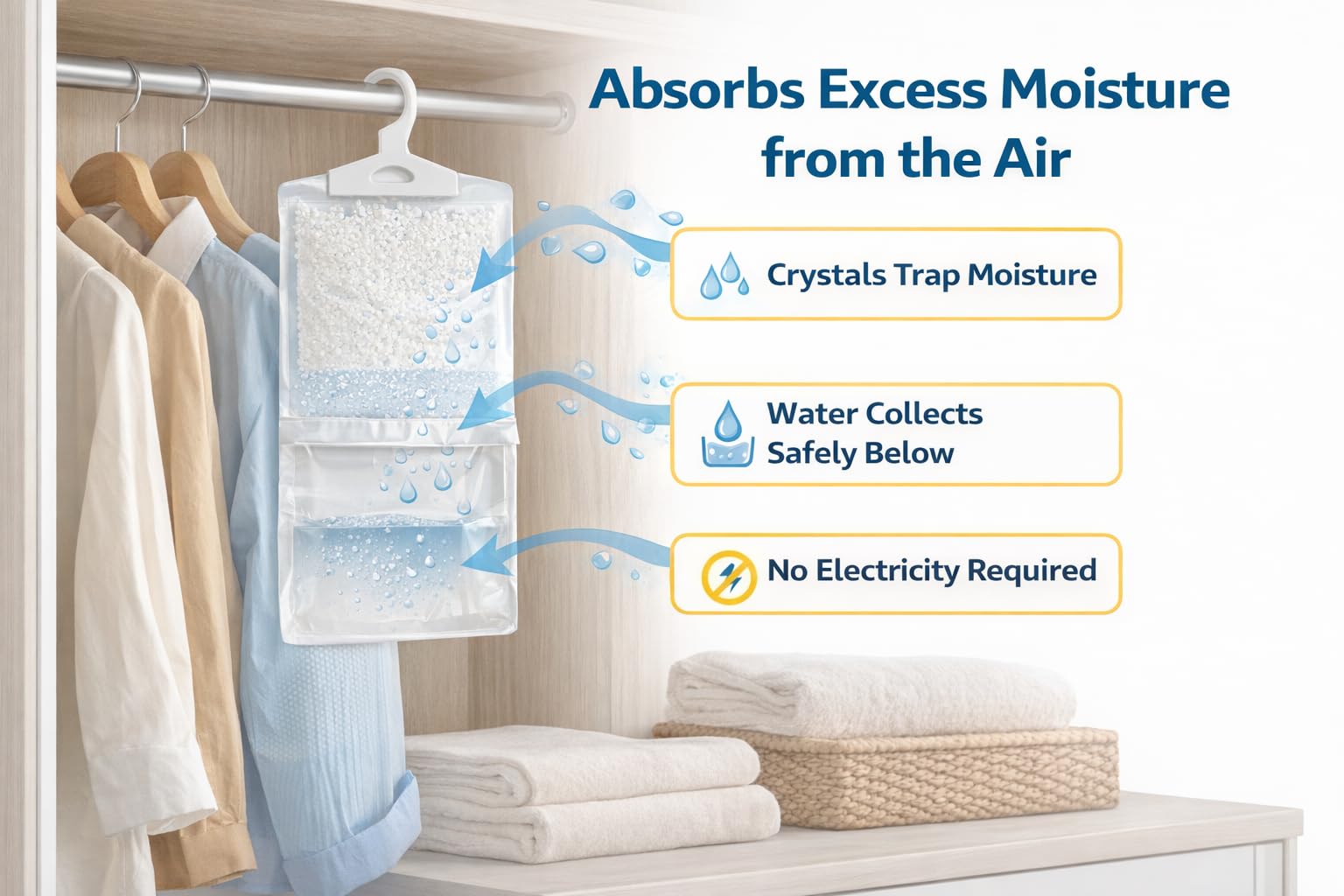 1ABOVE Hanging Wardrobe Dehumidifier Bags - 6 Pack | Moisture Absorber for Closets & Cabinets 5