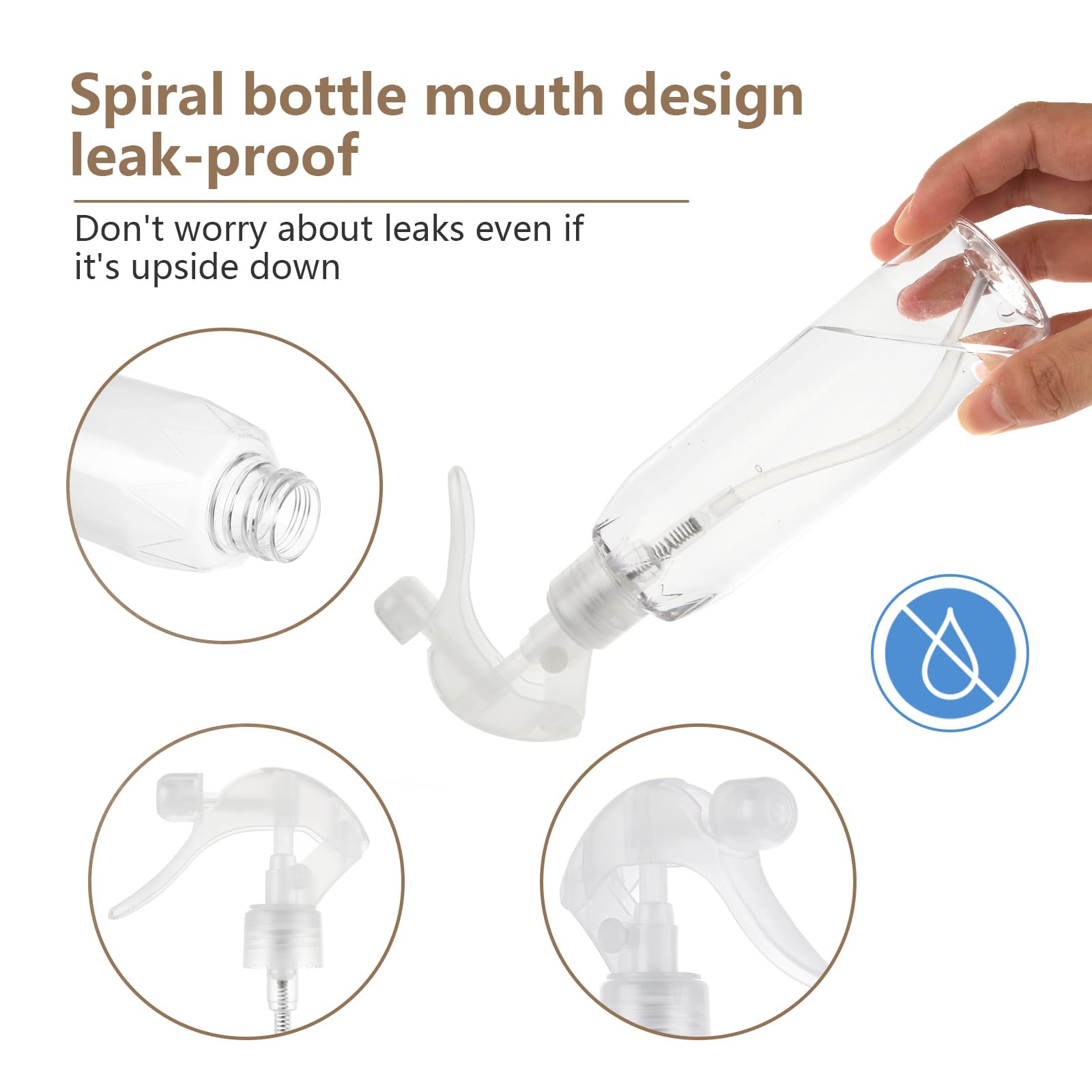 ASelected 4-Pack 200ml PET Spray Bottles - Leak-Proof & Omni-Directional Spray | BPA Free 4