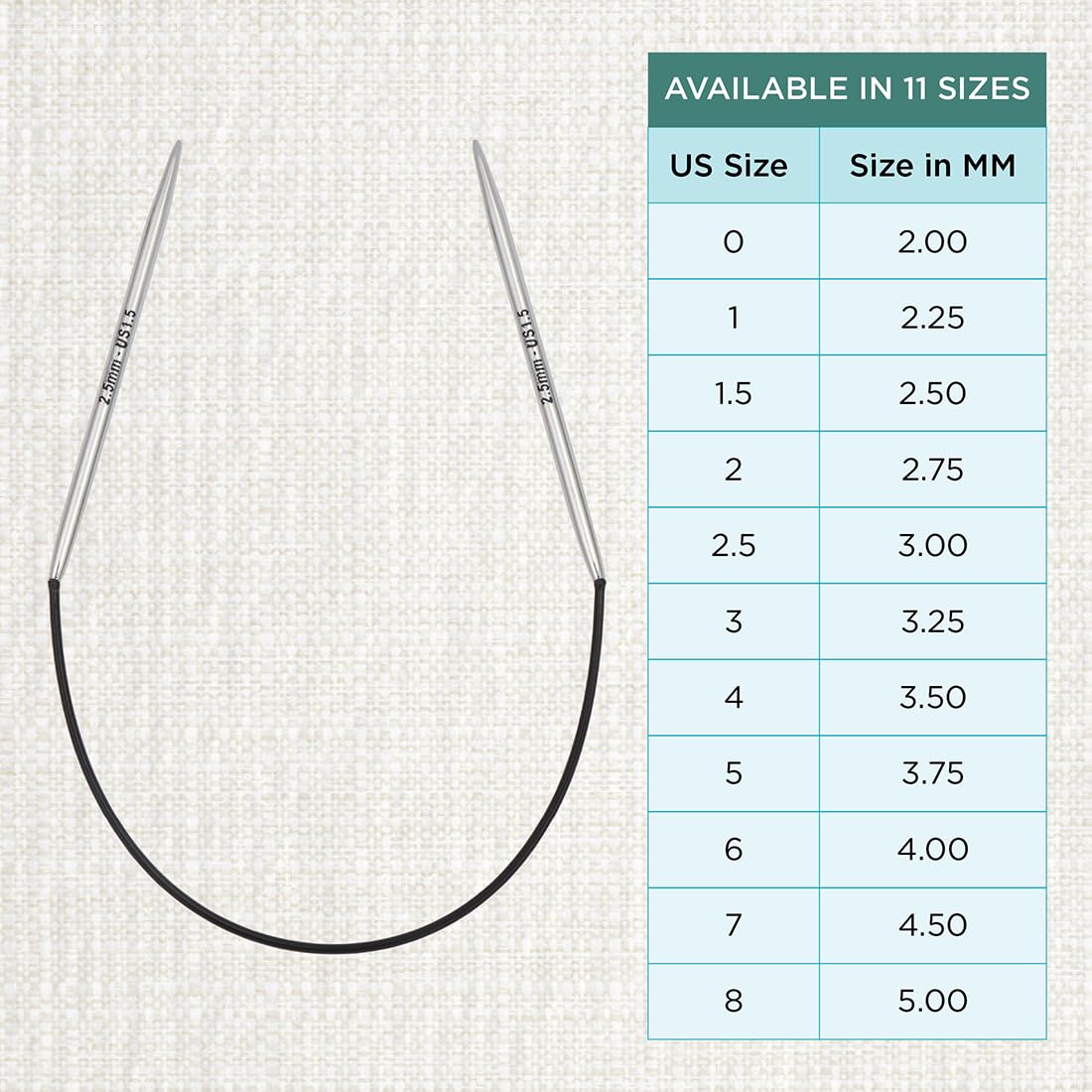 KnitPro Nova Fixed Circular Knitting Needles - 2.50mm Size | 25cm Length | Nickel-Free Brass 4
