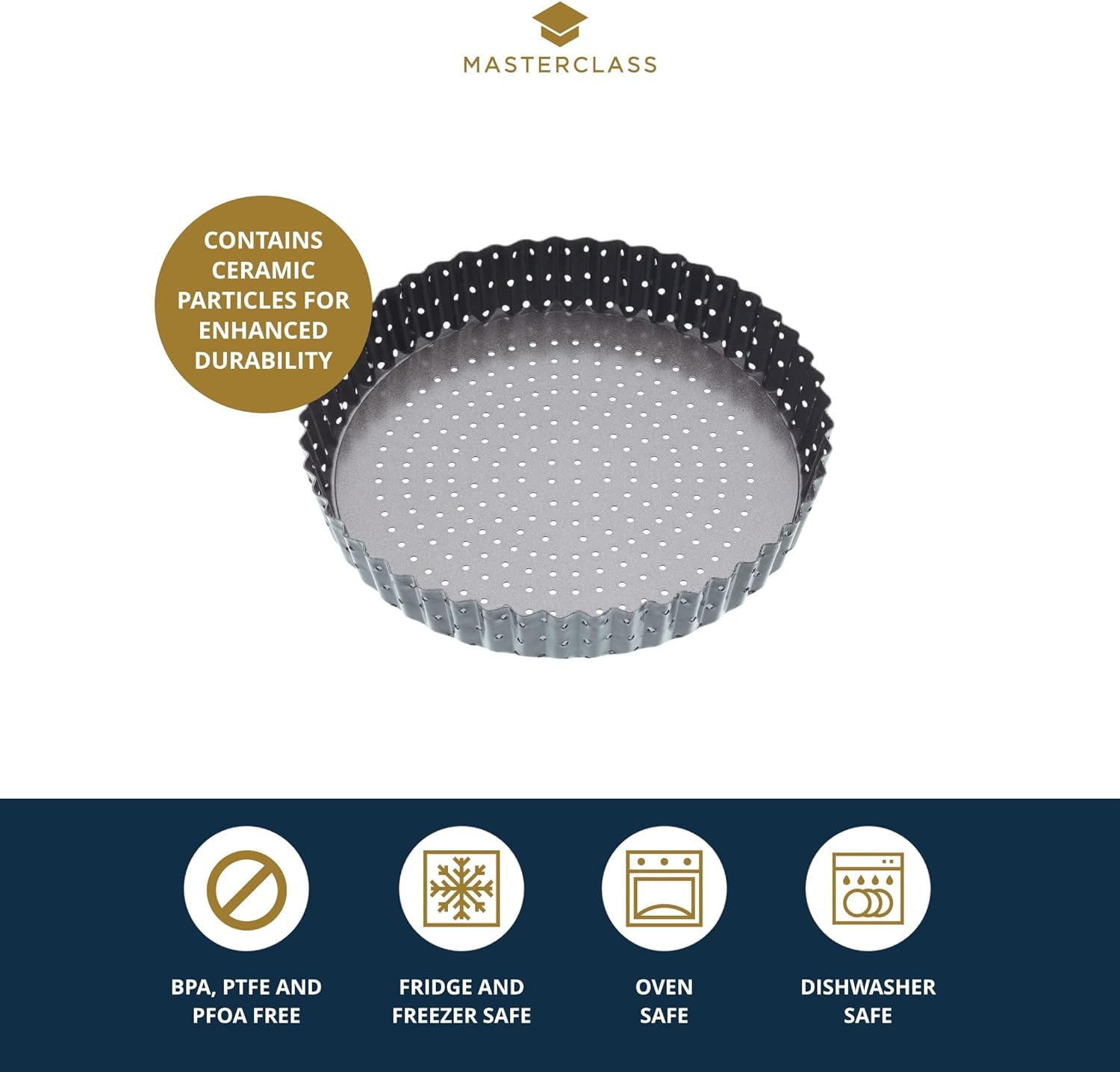 MasterClass Crusty Bake 25 cm Perforated Quiche Tin with Loose Bottom | Carbon Steel | Grey 3