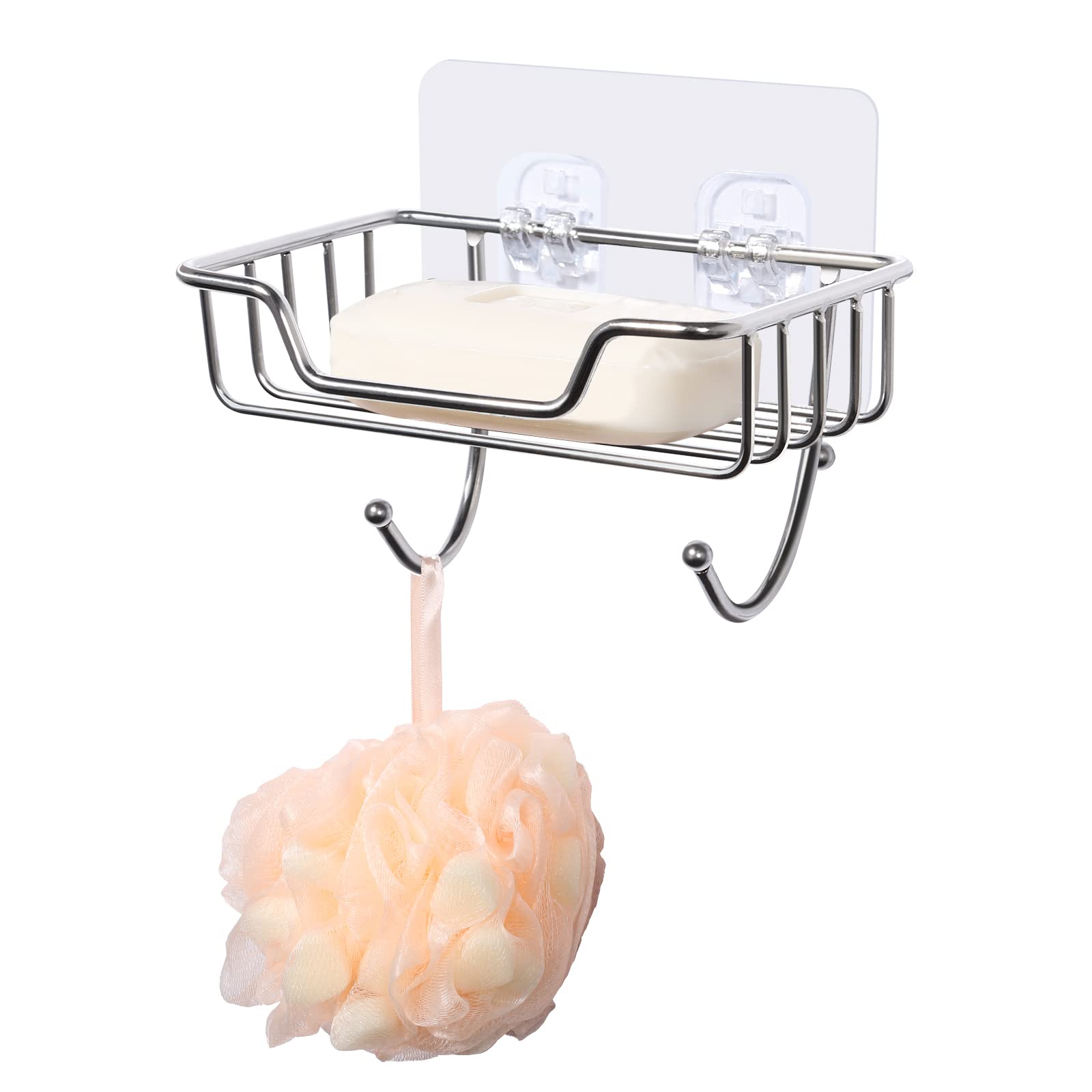 Uten Stainless Steel Soap Dish Holder with Adhesive Hook for Shower Bathroom Kitchen | Rustproof