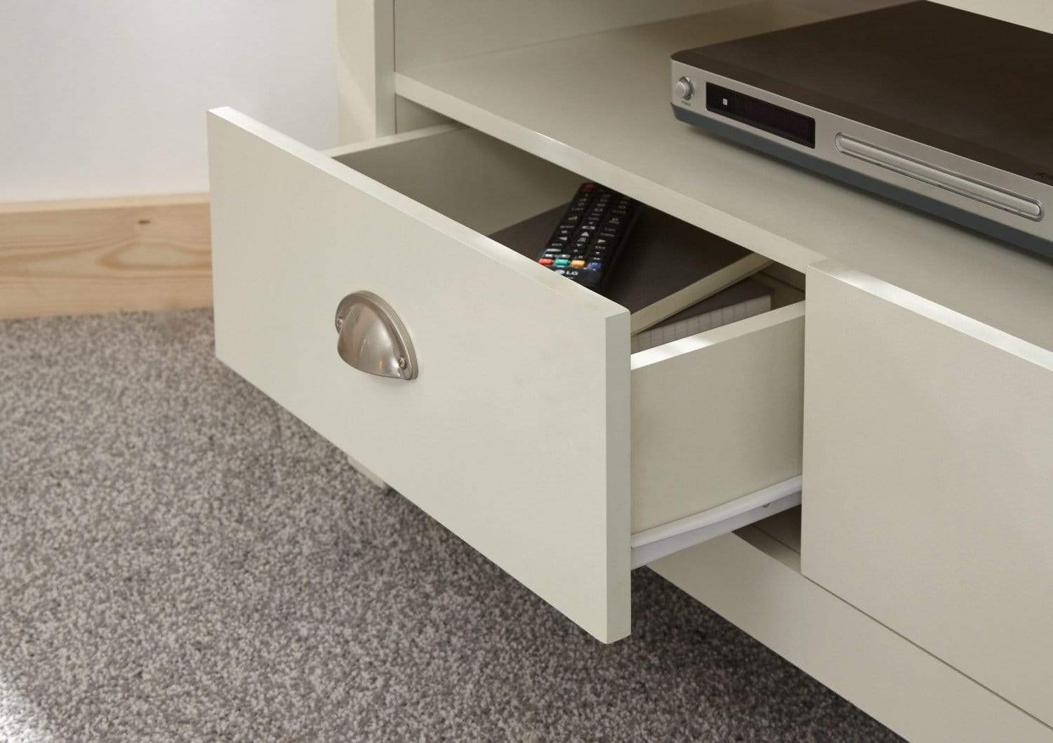 GFW Lancaster Wood Corner TV Cabinet with Shelf & Drawers | Cream Finish | H 51cm x W 95cm 8