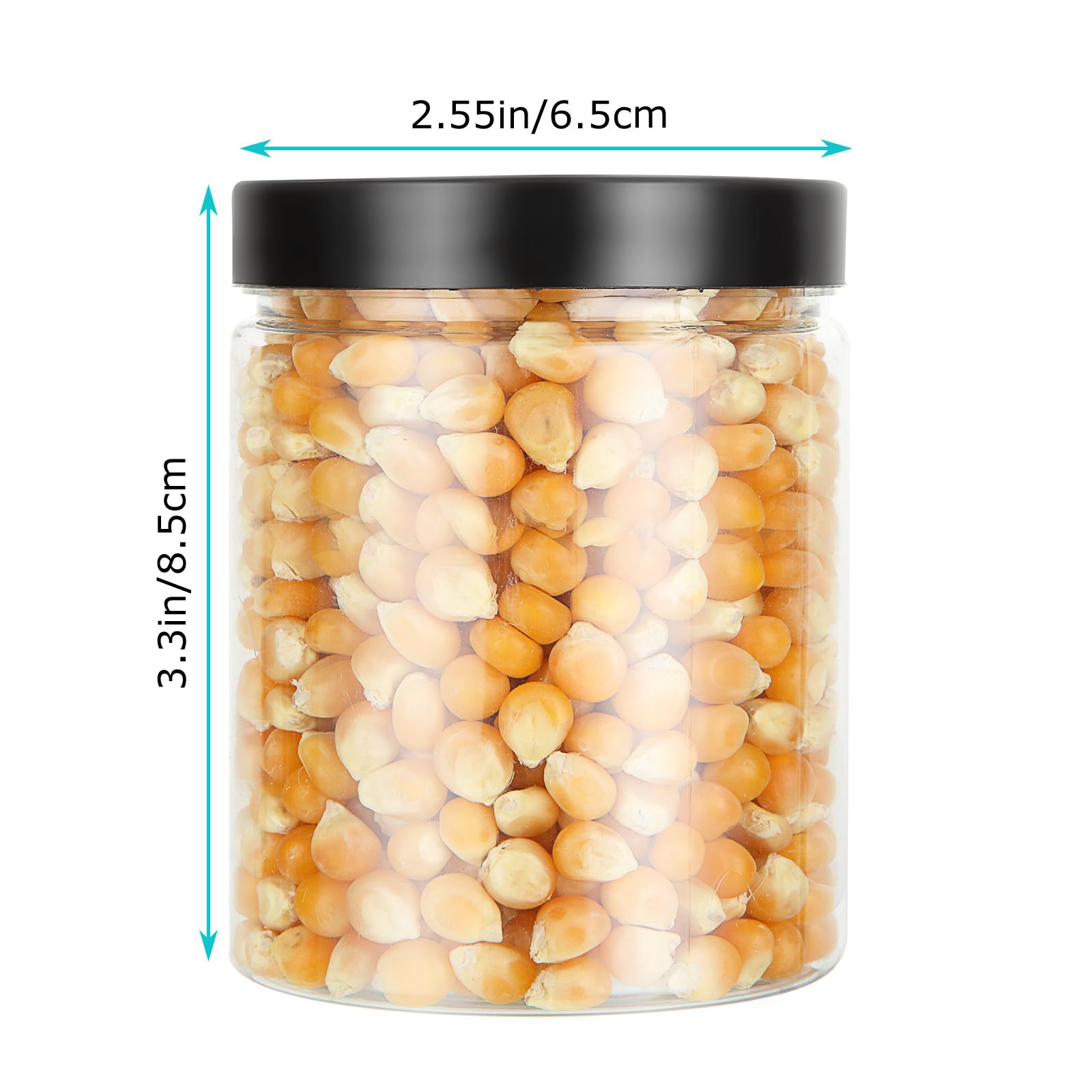 ASelected 16 Pcs Plastic Storage Jars with Lids - 250 ml Capacity, Transparent | PET Plastic 2