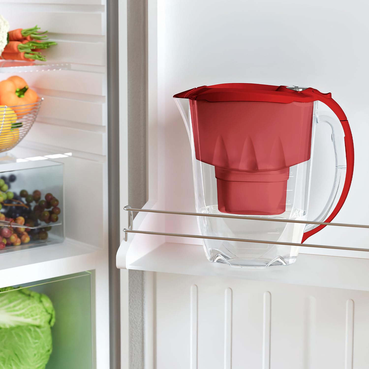 AQUAPHOR Amethyst Water Filter Jug - 2.8L Capacity | Includes 1x MAXFOR+ Cartridge | Red 6