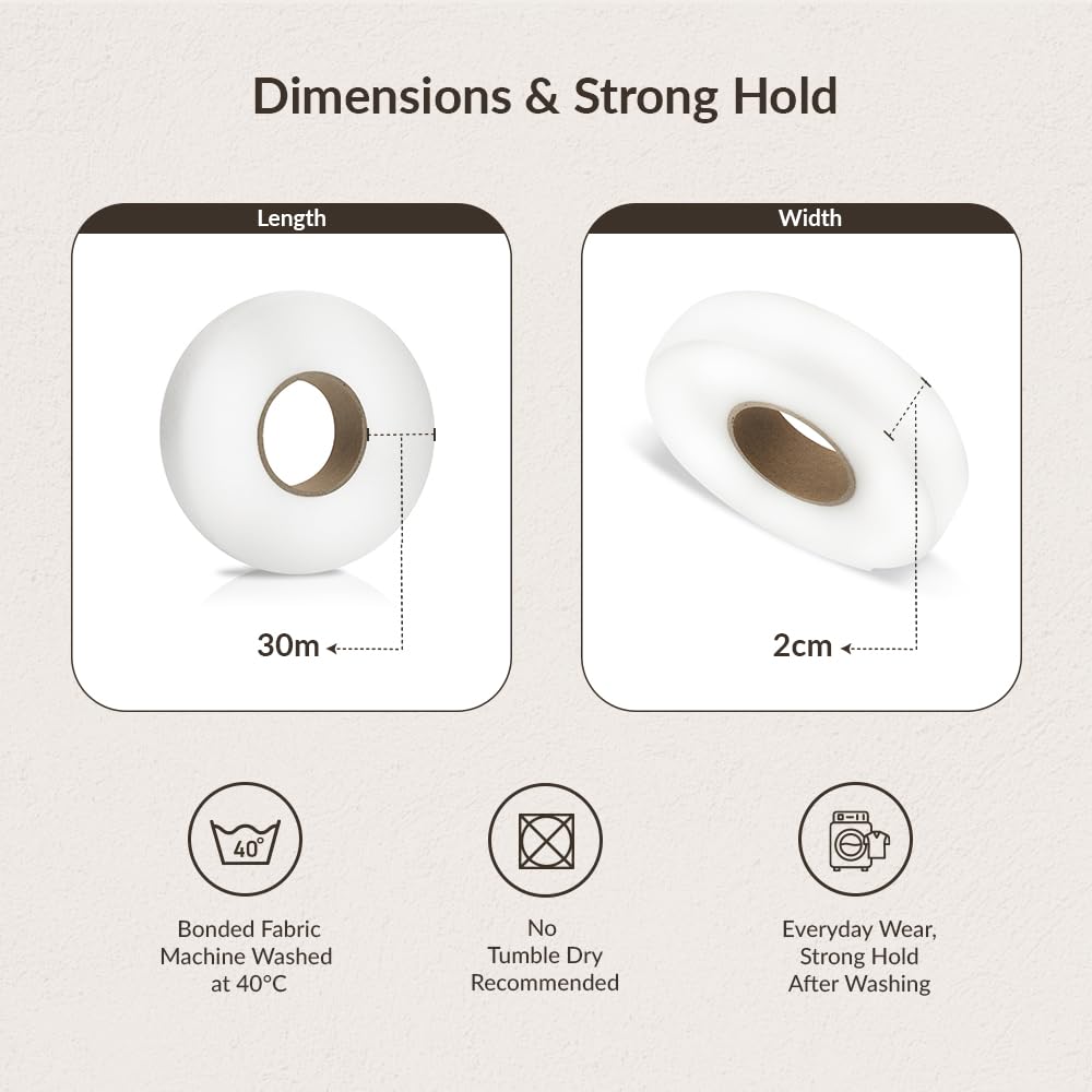 ARVO Iron On Hemming Tape - 30m Long, 2cm Wide No-Sew Fabric Fix for Trousers & Curtains 5