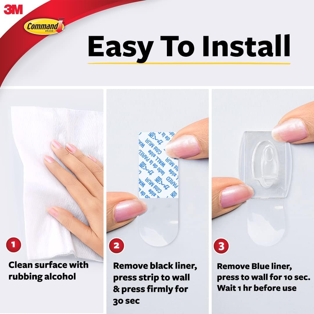 Command Clear Mini Hooks with Clear Strips - Damage-Free Hanging | Holds 225g | 30 Hooks 8
