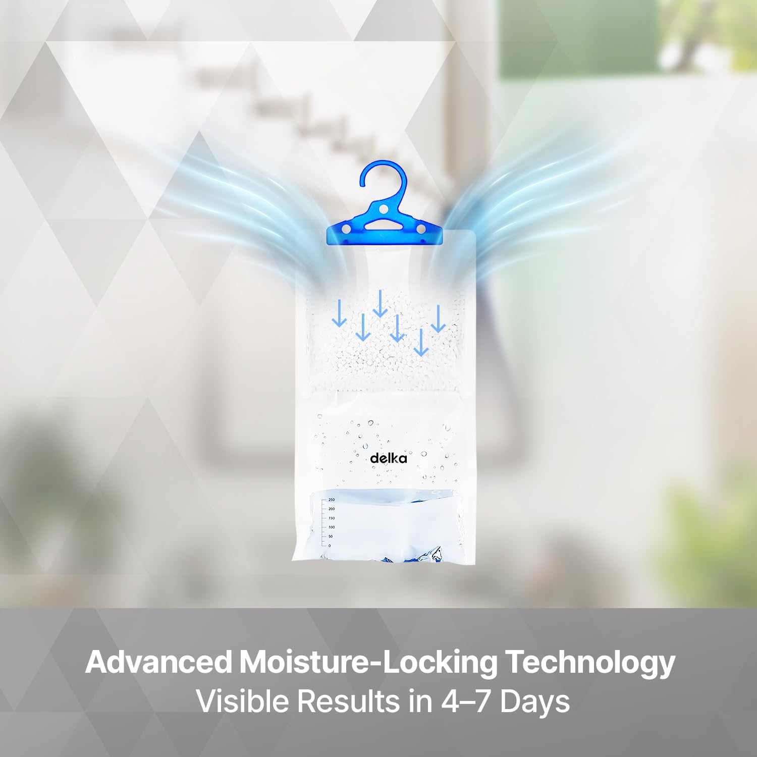 delka Hanging Wardrobe Dehumidifier Bags - 6 Pack | Moisture Absorber for Damp & Odor Control 3
