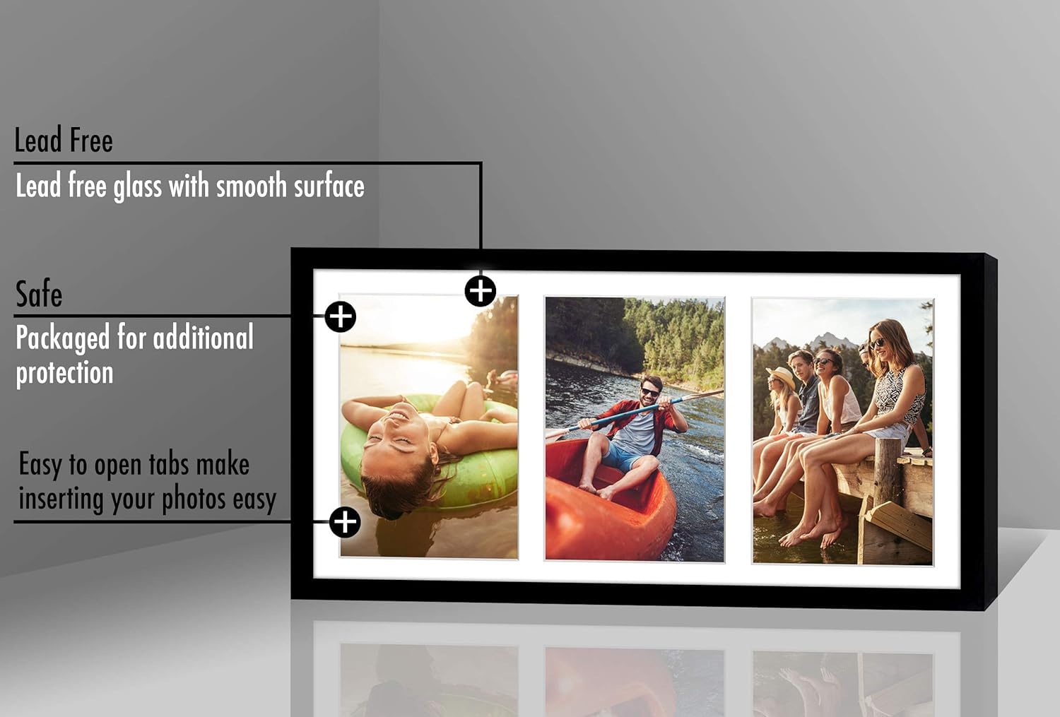 Americanflat Black 8x16 Picture Frame Collage | Shatter-Resistant Glass | Tabletop & Wall Mount 6