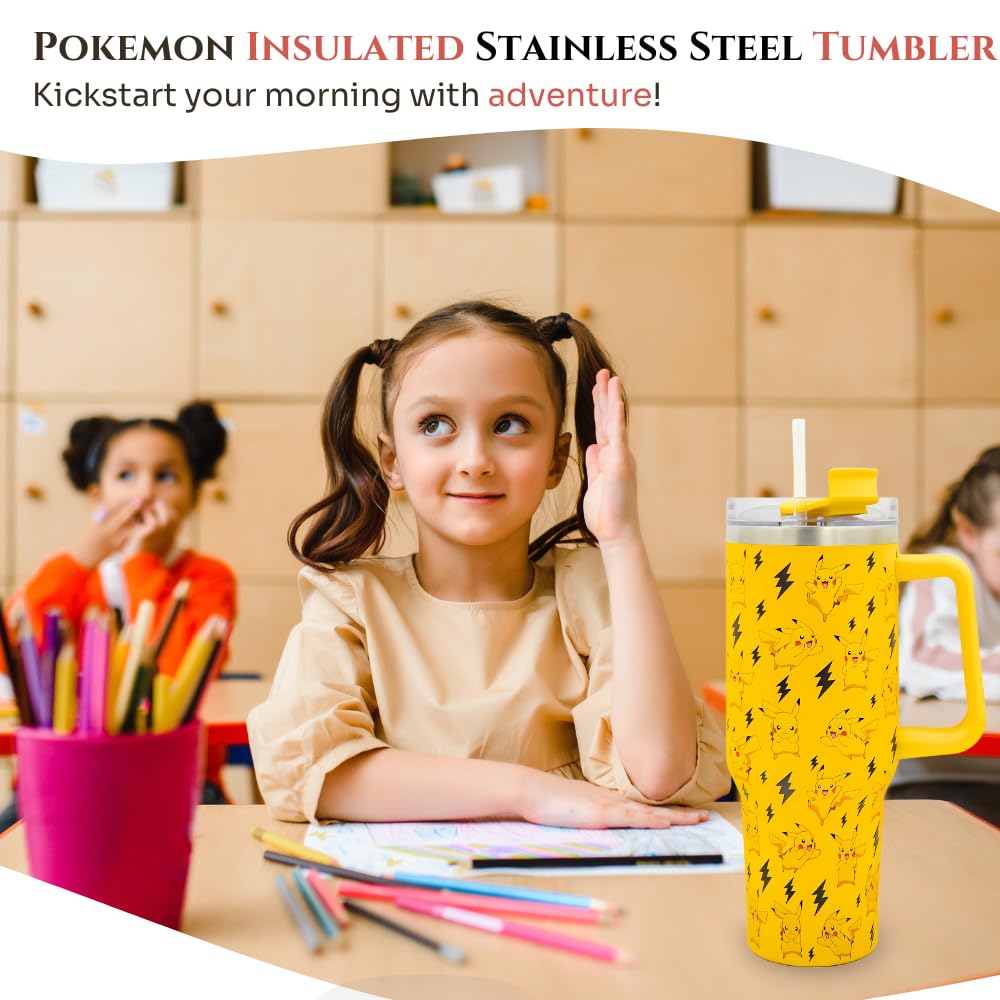 HOX Pokémon Pikachu Insulated Stainless Steel Tumbler 1200ml with Handle & Straw 7