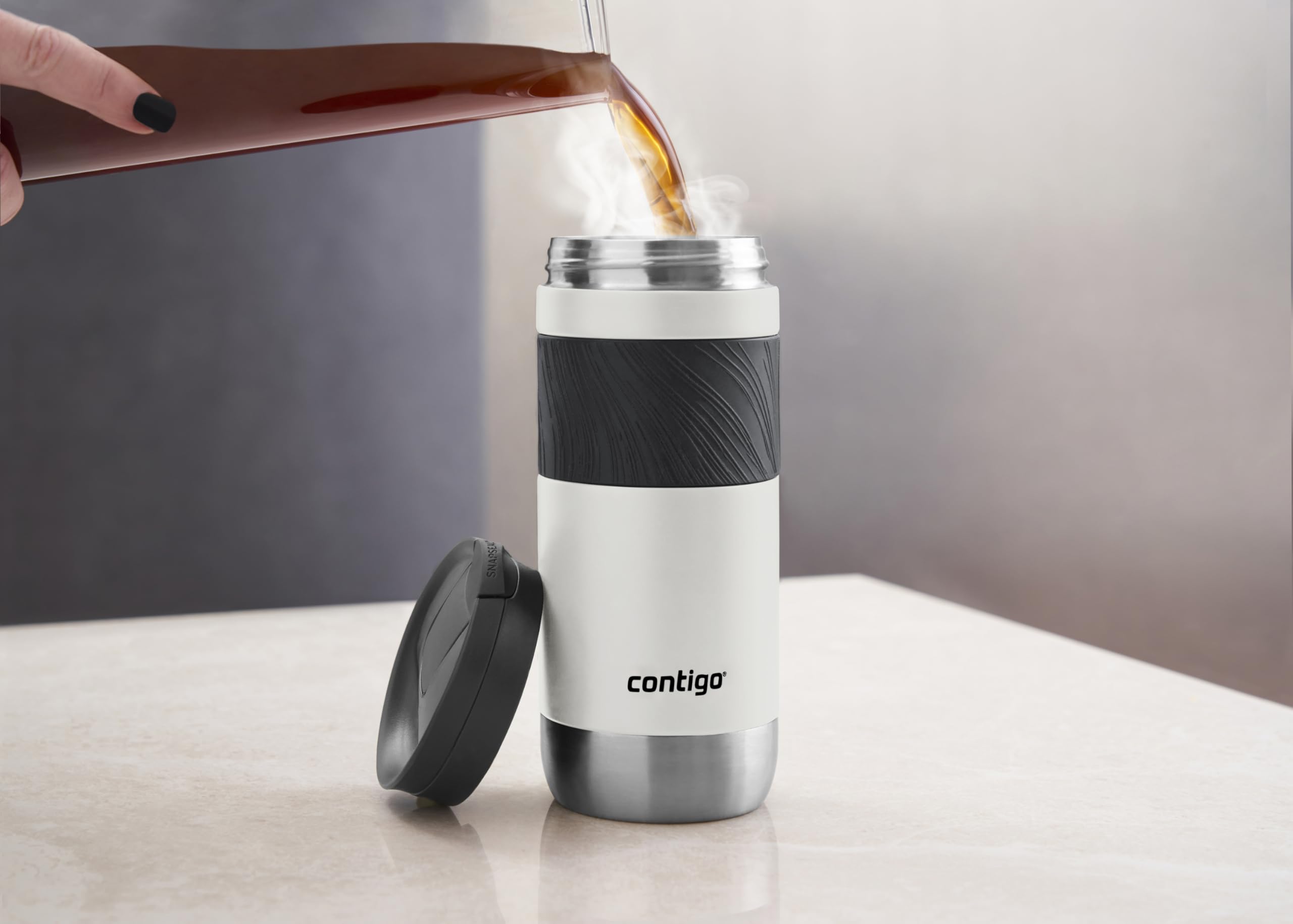 Contigo Byron Snapseal Travel Mug - 100% Leakproof | Keeps Hot 7 Hrs | 470 ml | Salt 6