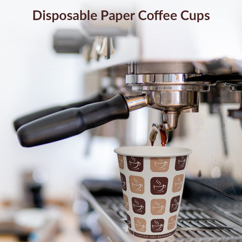 1ABOVE 50 Pack 8oz Disposable Paper Coffee Cups - Strong Hot/Cold Drink | Leak Proof | Brown 5