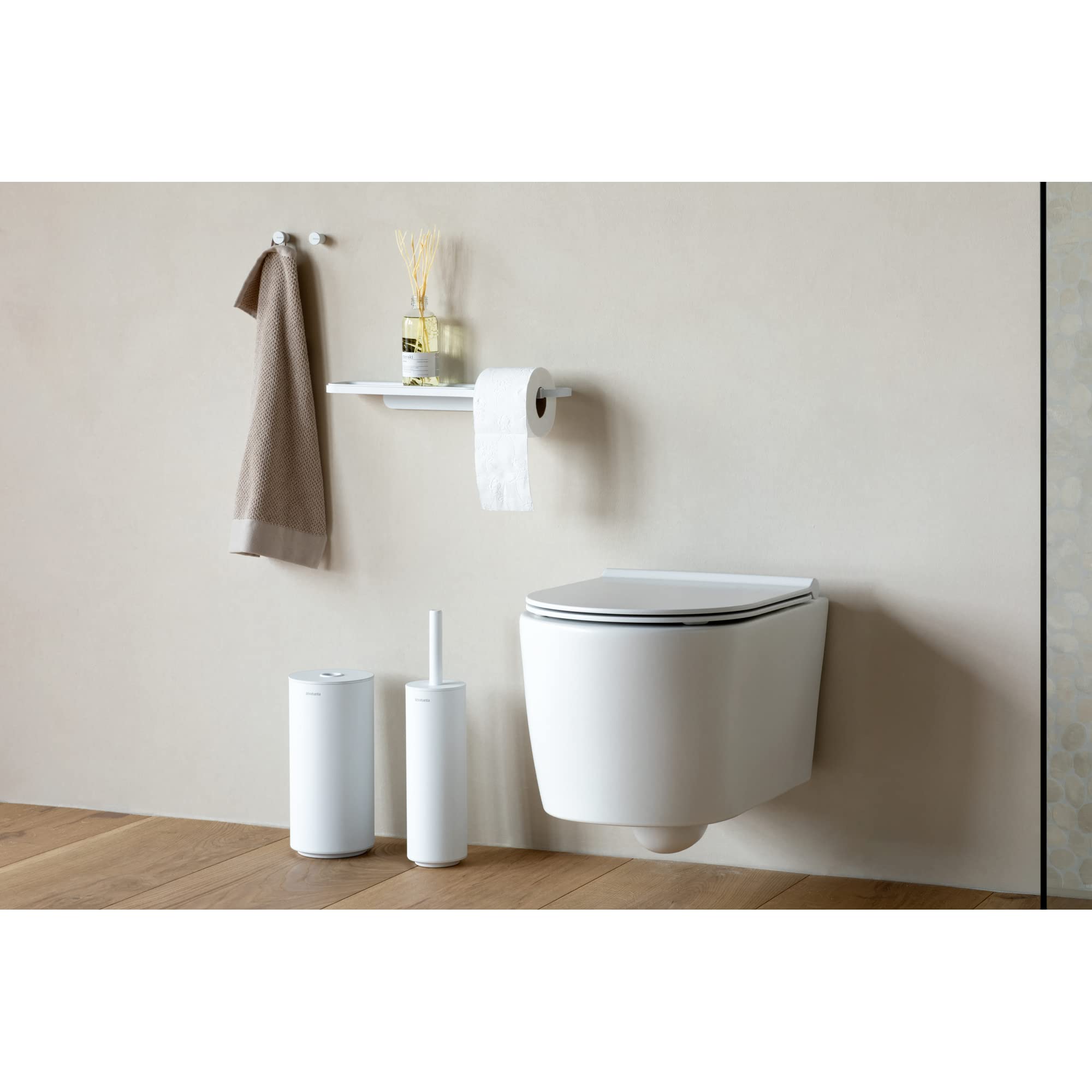 Brabantia Mindset Toilet Roll Dispenser - Holds 2 Spare Rolls | Mineral Fresh White | Alloy Steel 8