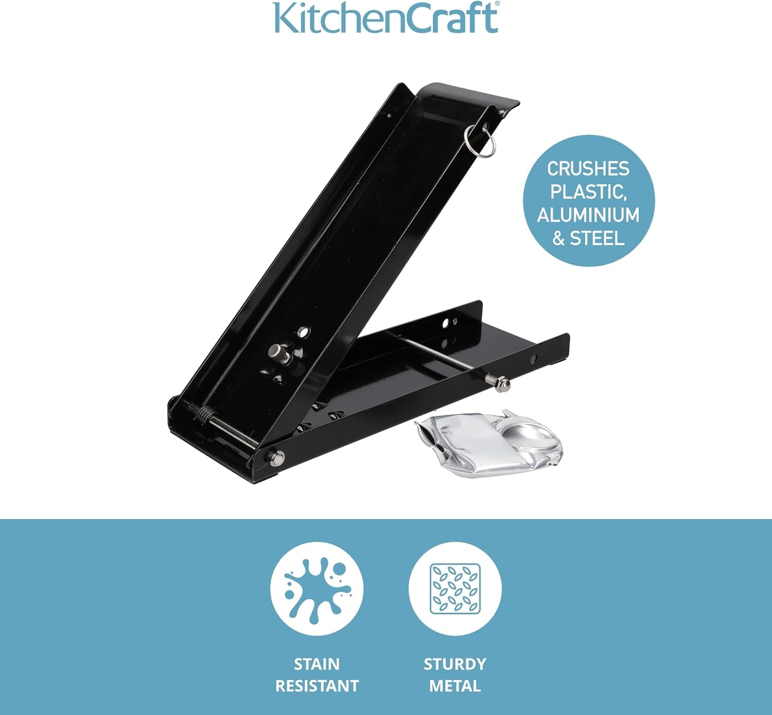KitchenCraft Foot Operated Can Crusher - Metal, Folding Design, Assorted Color | KCFLOORCRUSH 2