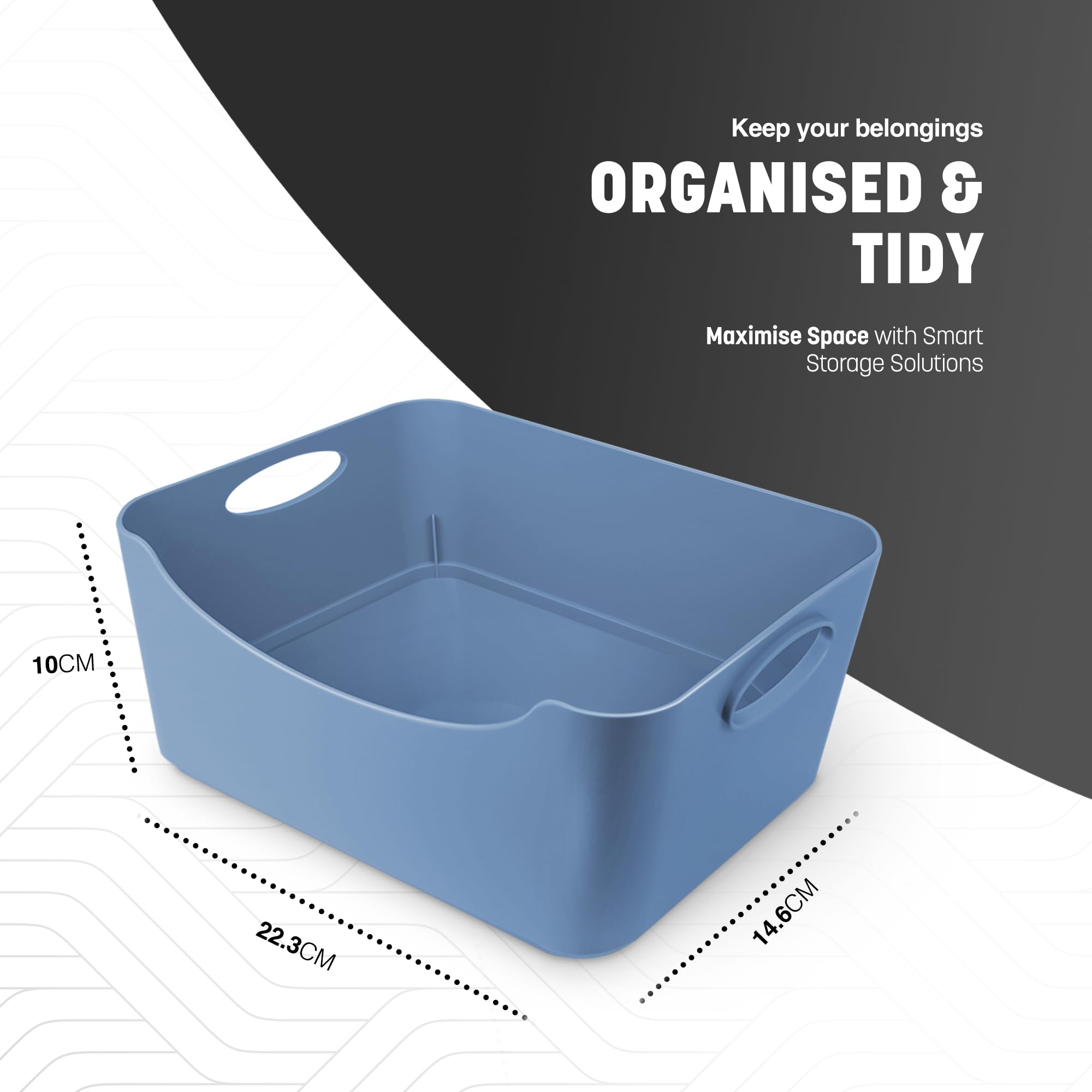 KEPLIN Studio Baskets - 5 Pack Plastic Shelf Organisers | Sturdy Handles | 25.5 x 17 x 11 cm 2