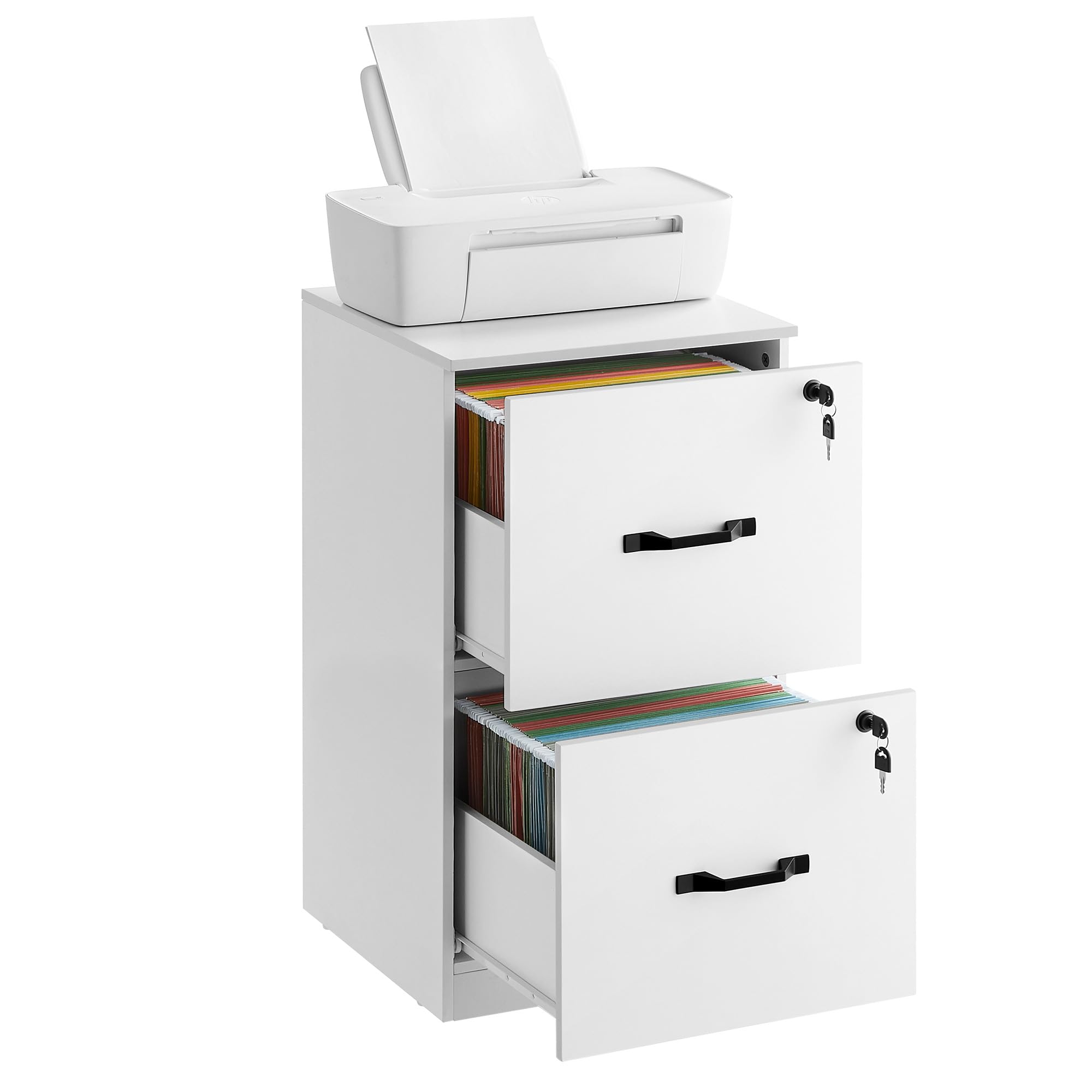 VASAGLE Vertical File Cabinet - 2 Lockable Drawers | A4/Letter Size | Cloud White