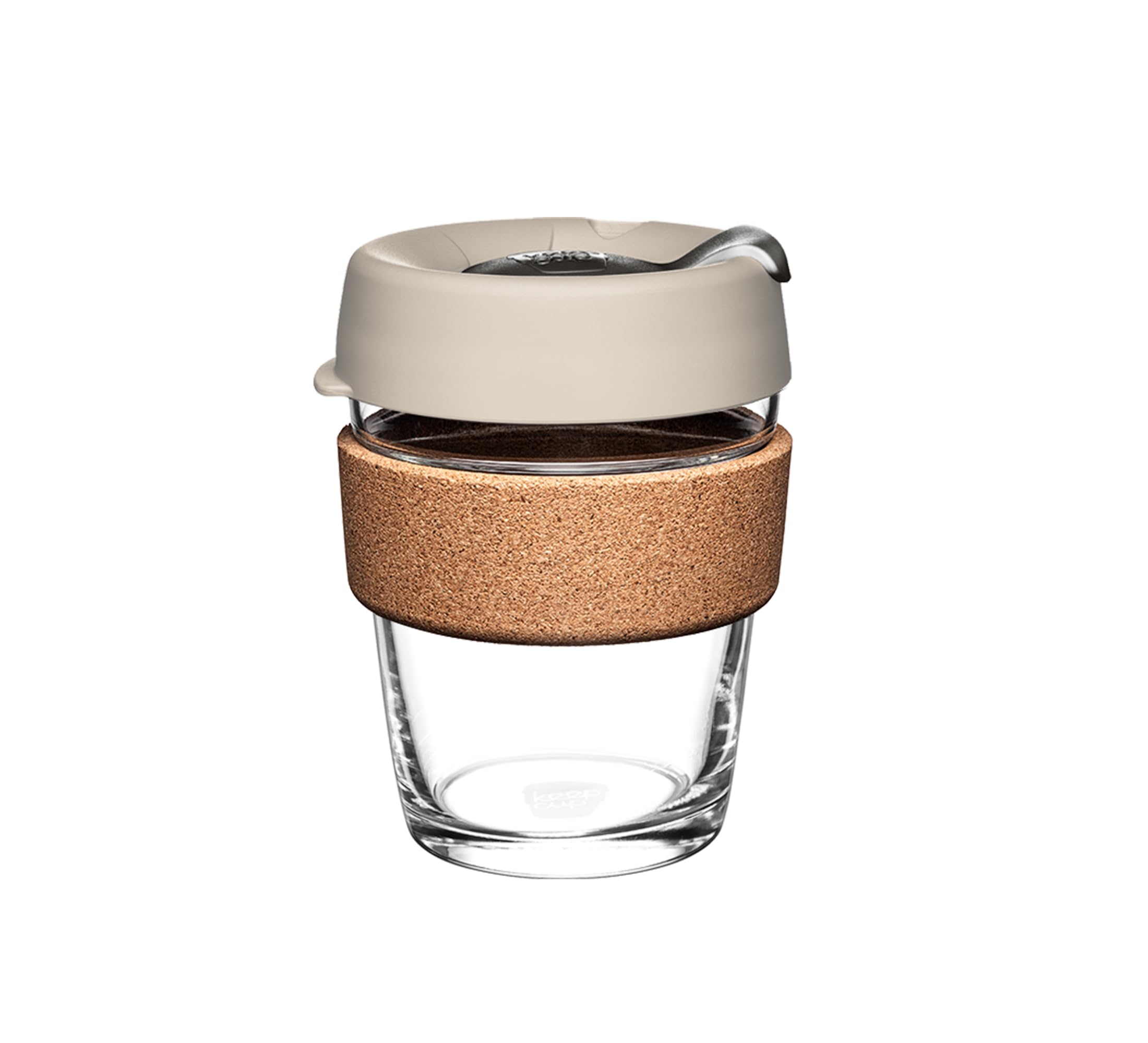 KeepCup Reusable Tempered Glass Coffee Cup - Splash Proof Lid, Cork Band | 12oz/340ml | Filter