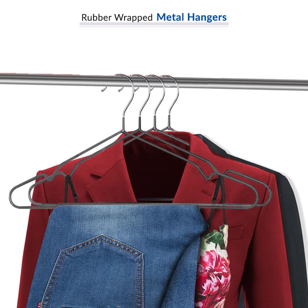 1ABOVE Premium Rubber Coated Metal Hangers - 25 Pack | Heavy Duty | Space Saving | Grey 5
