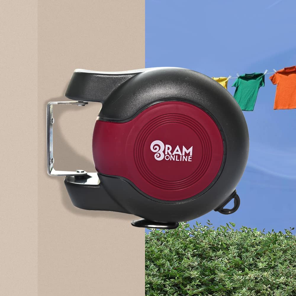 RAM ONLINE Retractable Clothes Line - 30 Metre Twin Cable Washing Line | Heavy Duty Nylon Polyester 7