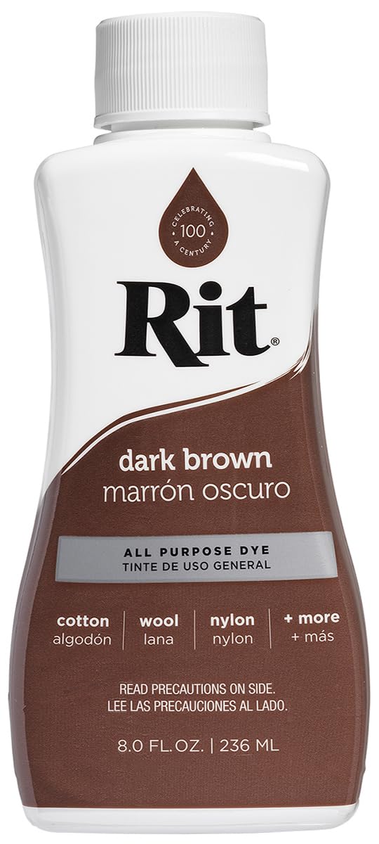 NAKOMA PRODUCTS Rit All Purpose Liquid Dye - Dark Brown | 236ml Volume | For Natural & Synthetic Fabrics 1