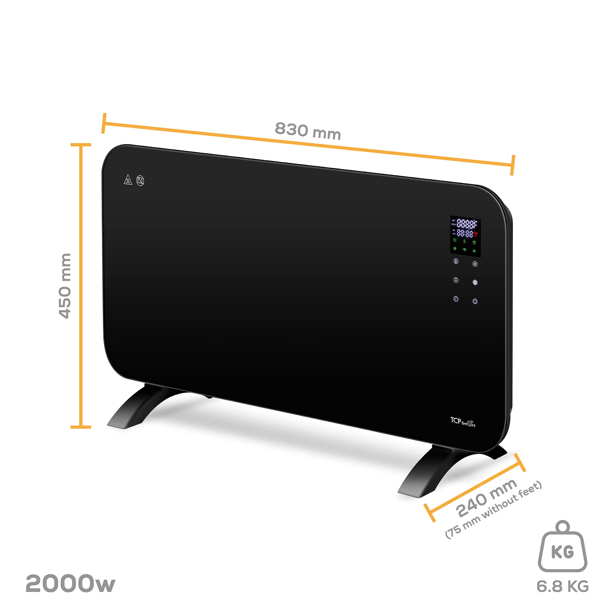 TCP Smart Glass Panel Heater 2000W Black with App Control | WiFi | 2 Heat Modes 9