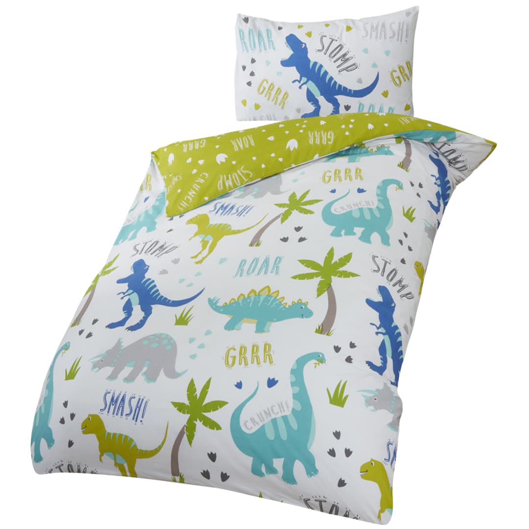 Rapport Home Roarsome Dinosaur Duvet Cover Set | Toddler Size | Reversible | 50% Cotton/50% Polyester 1