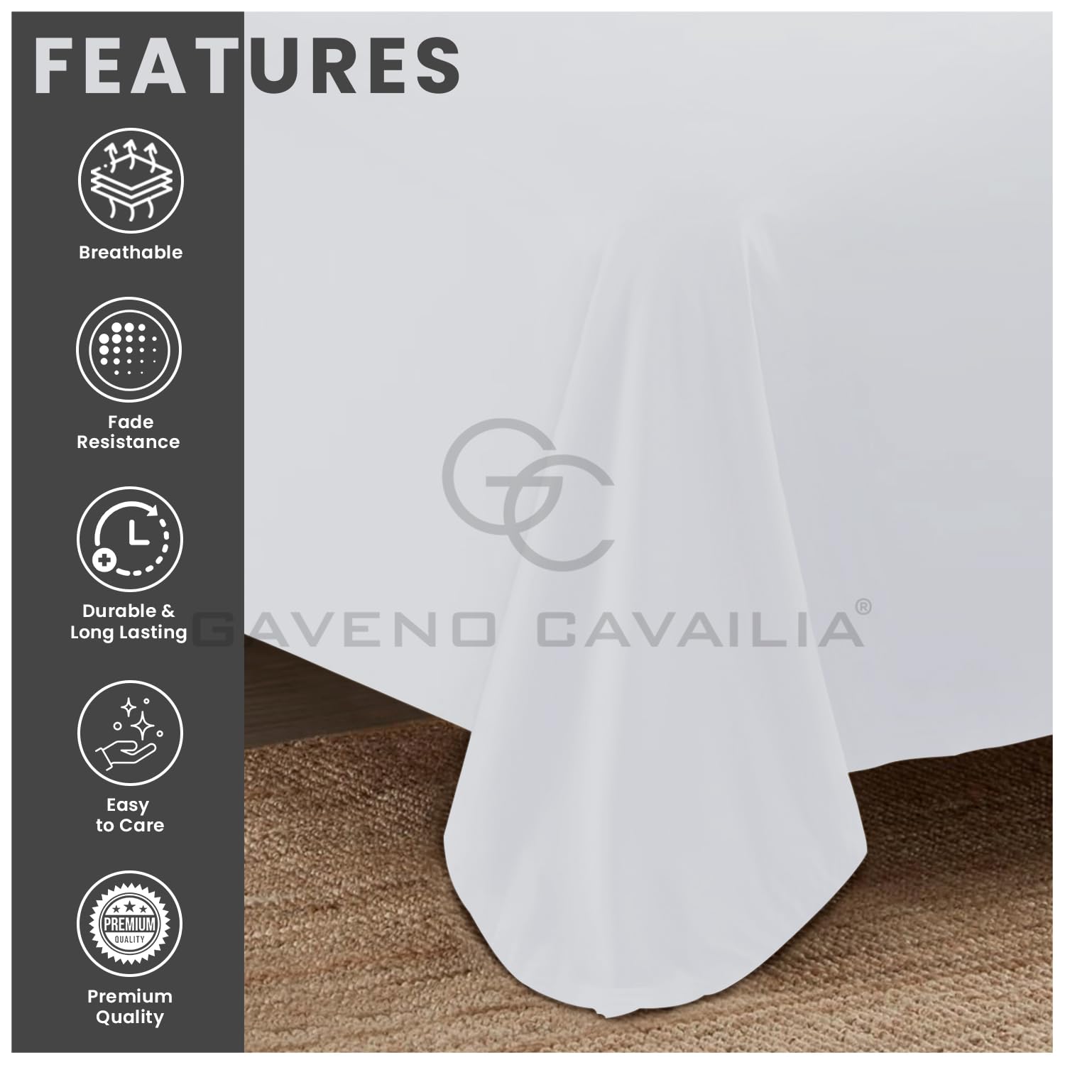 GC GAVENO CAVAILIA Diamond Flat Sheet - Super Soft Plain Dyed | Super King | White 2