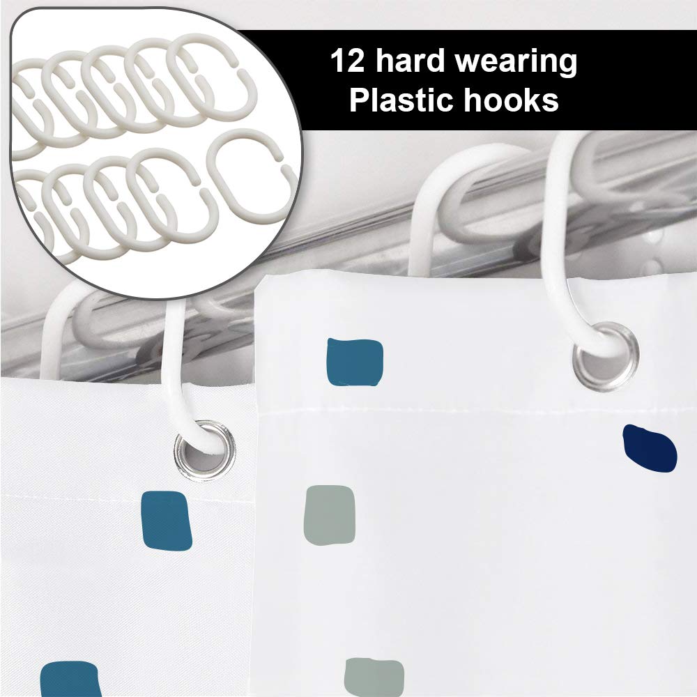 ANSIO Polyester Shower Curtain - Mosaic Blue | 180cm x 200cm | Mold & Mildew Resistant 5