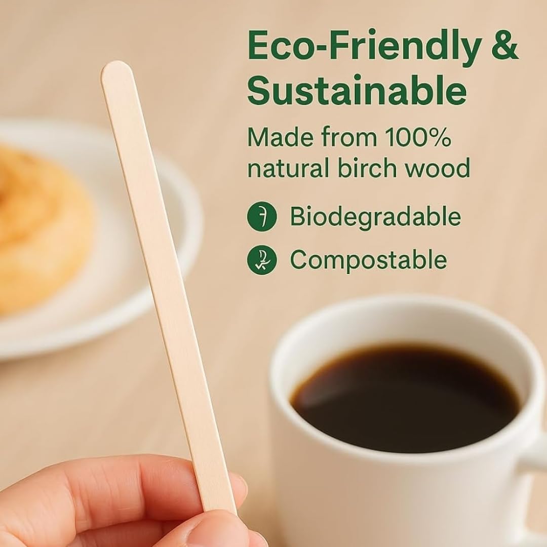 1ABOVE Wooden Coffee Stirrers - 200 Pack | 140mm (5.5") Eco-Friendly Birch Wood 8