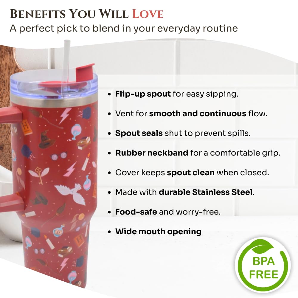 HOX Harry Potter Insulated Stainless Steel Tumbler - 1200ml | Vacuum Insulated | Red 4