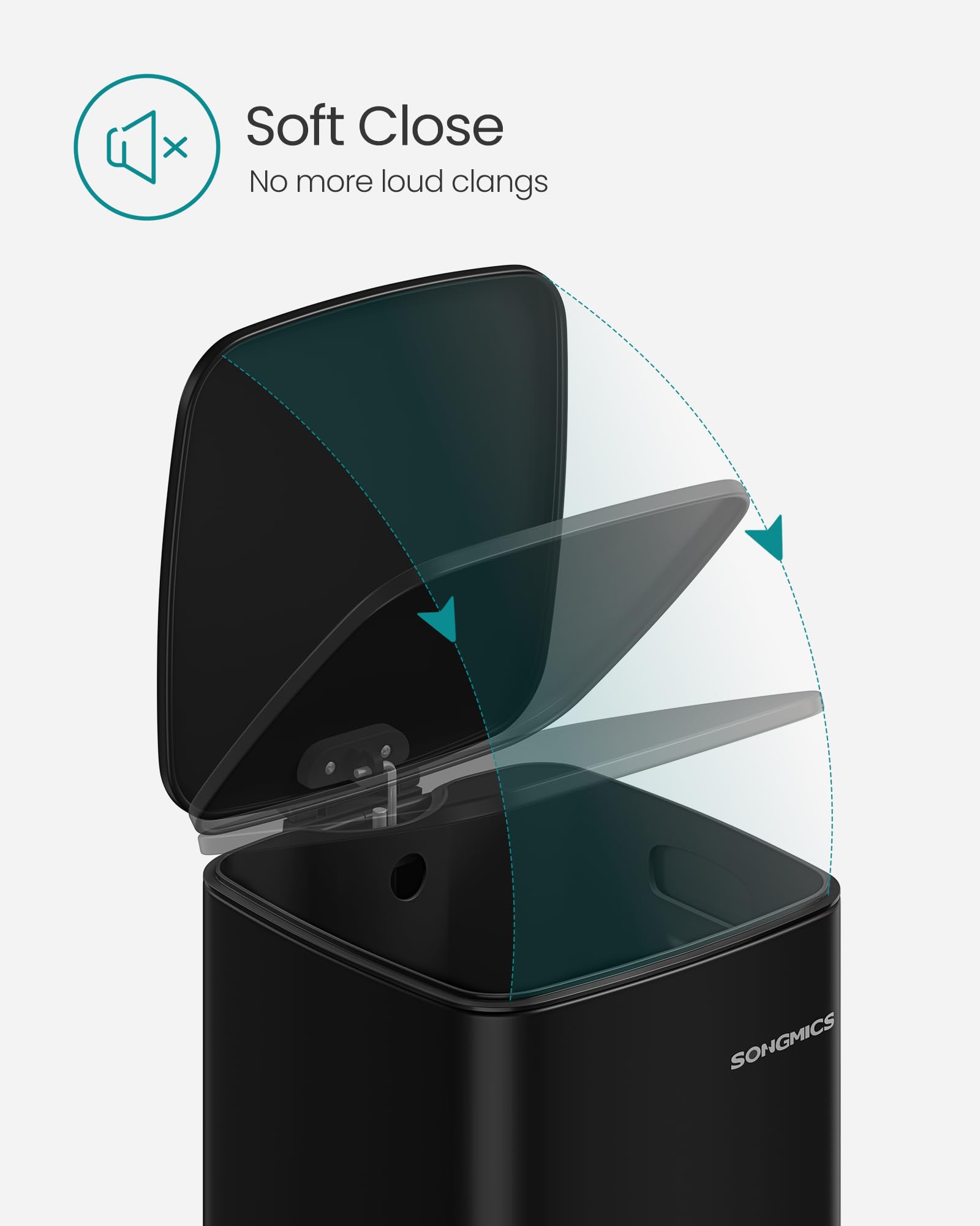 SONGMICS 8 Gallon (30 L) Steel Pedal Bin - Ink Black | Soft Close Lid | Inner Bucket 5