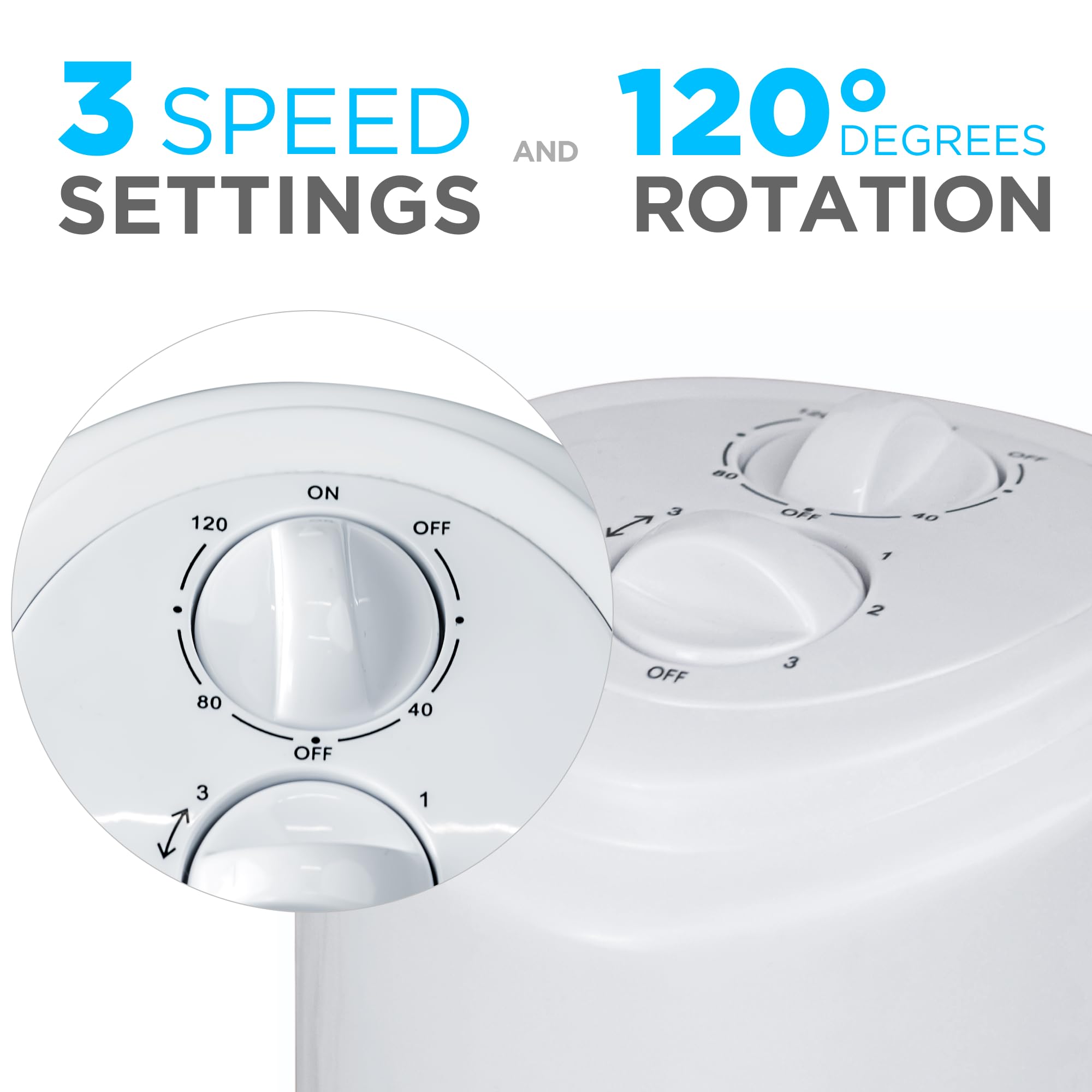 Status 29 Inch Portable Tower Fan - 3 Speed Oscillating Cooling | White Plastic 2