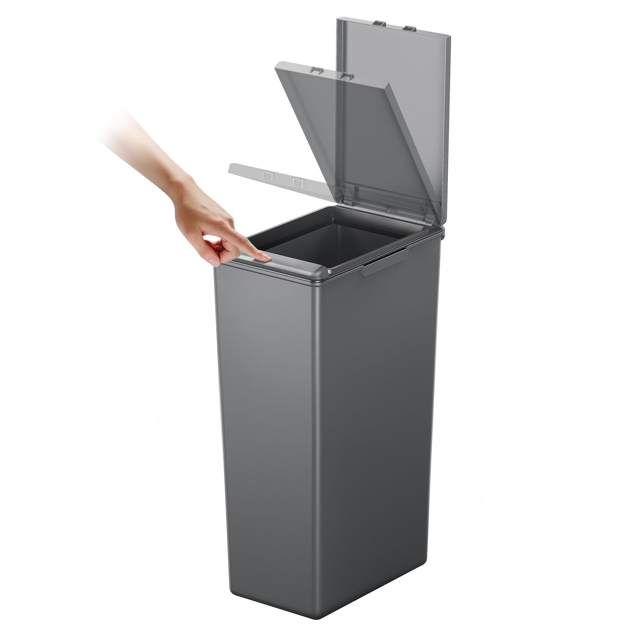 EKO Morandi 30L Kitchen Recycling Bin with Touch-Top Lid | Slim Plastic Design | Dark Grey 1