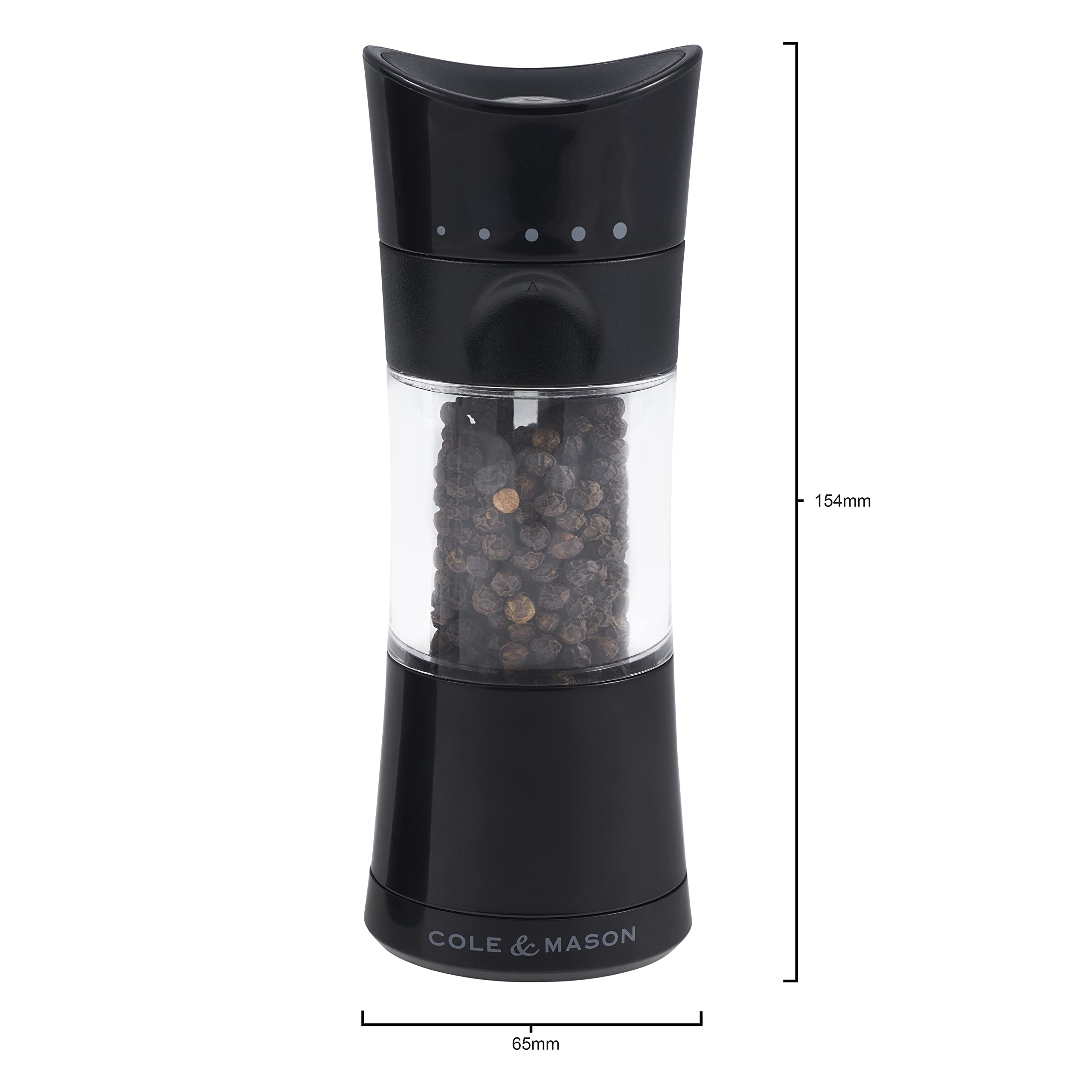 Cole & Mason H306498 Harrogate Black Gift Set | 154mm | ABS Plastic & Ceramic Grinders | Mess Free 3