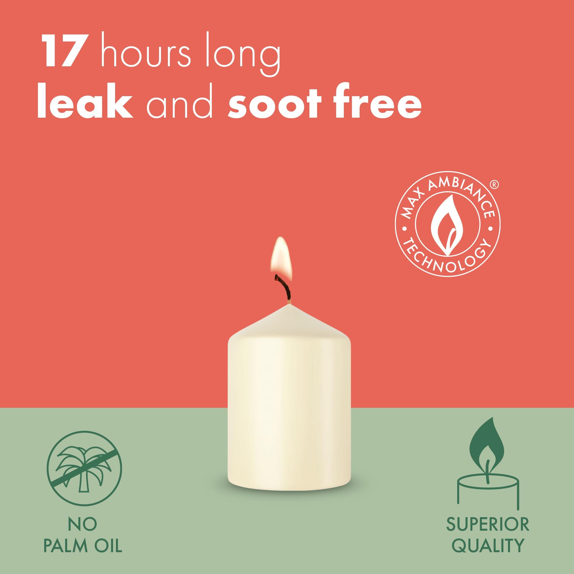 BOLSIUS Pillar Candles - Green - 4-Pack - 8 x 6 cm - 17 Hour Burn Time - Unscented Vegan Wax