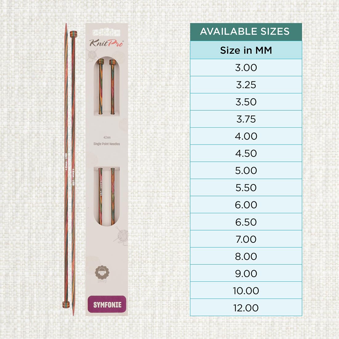 KnitPro Symfonie Single Pointed Knitting Needles - 4.00mm | 25cm Length | Birch Wood 4