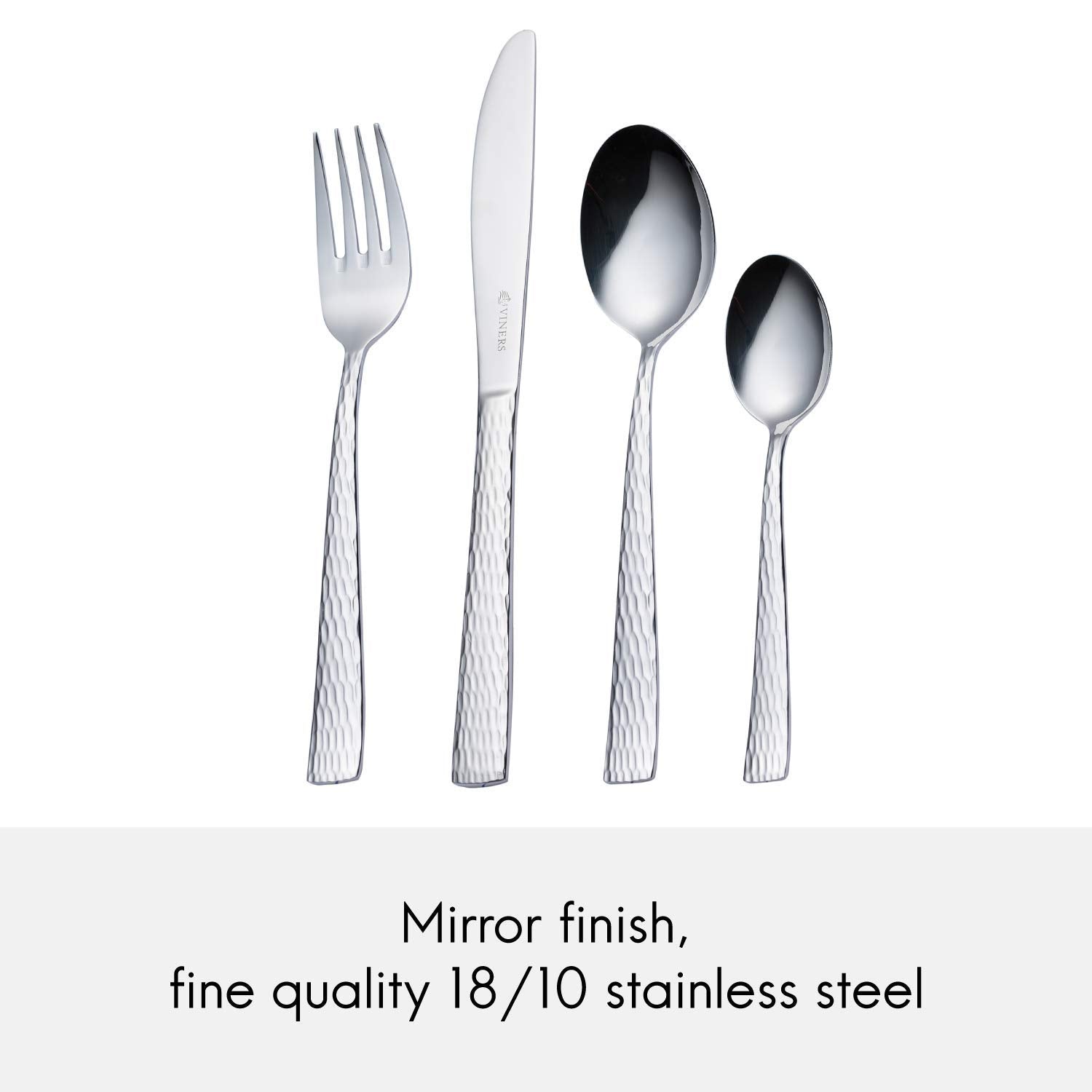 Viners Everyday Glisten 18/0 Stainless Steel 16pc Mixed Cutlery Set | Hammered Texture | Dishwasher Safe 7