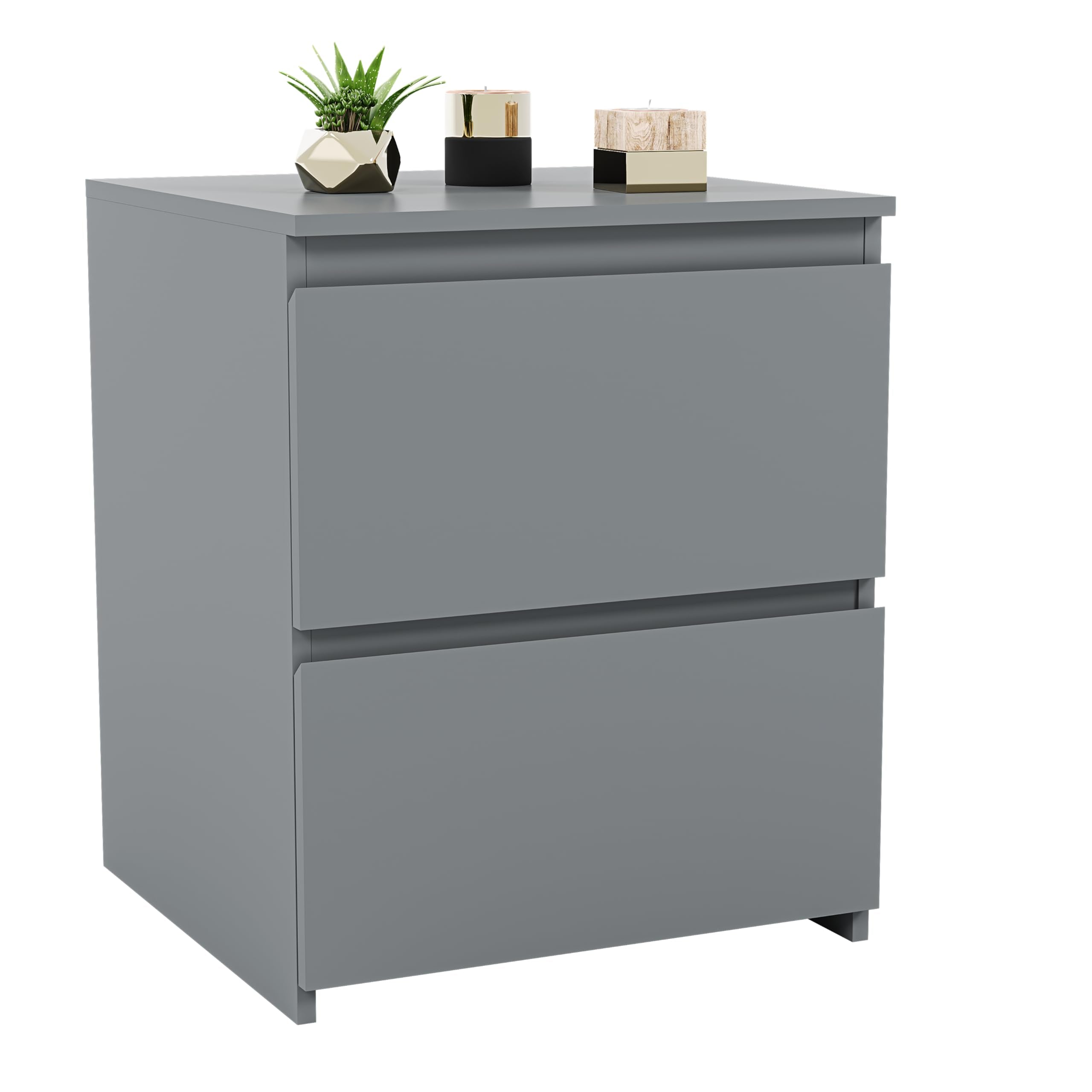 Vida Designs Denver 2 Drawer Large Bedside Cabinet | Grey Metal Construction | H48 x W39.5 x D39.5 cm 6