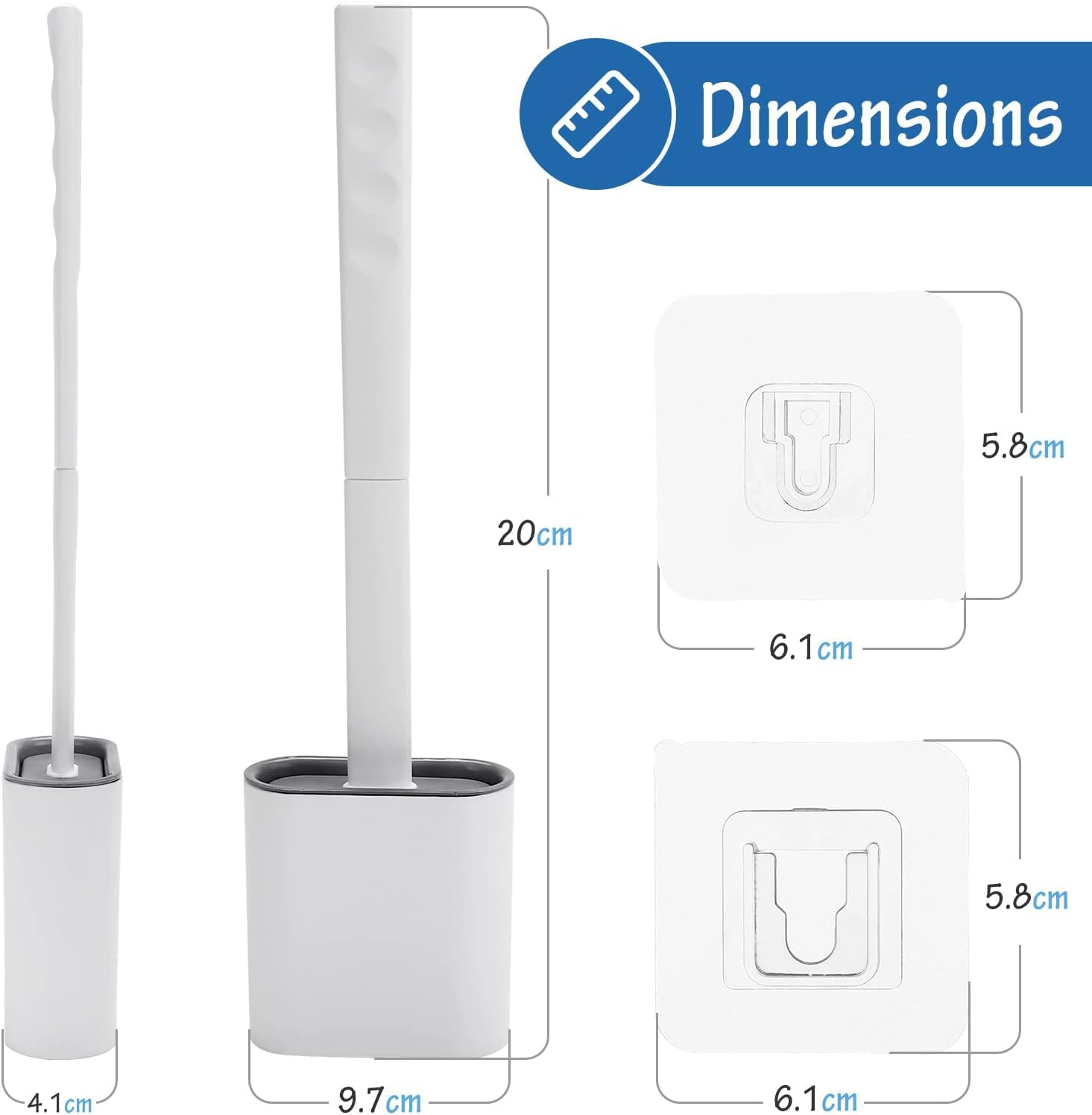 Rainberg Silicone Toilet Brush and Holder Set - 2 Pack | Wall Mountable | Anti-Drip 2