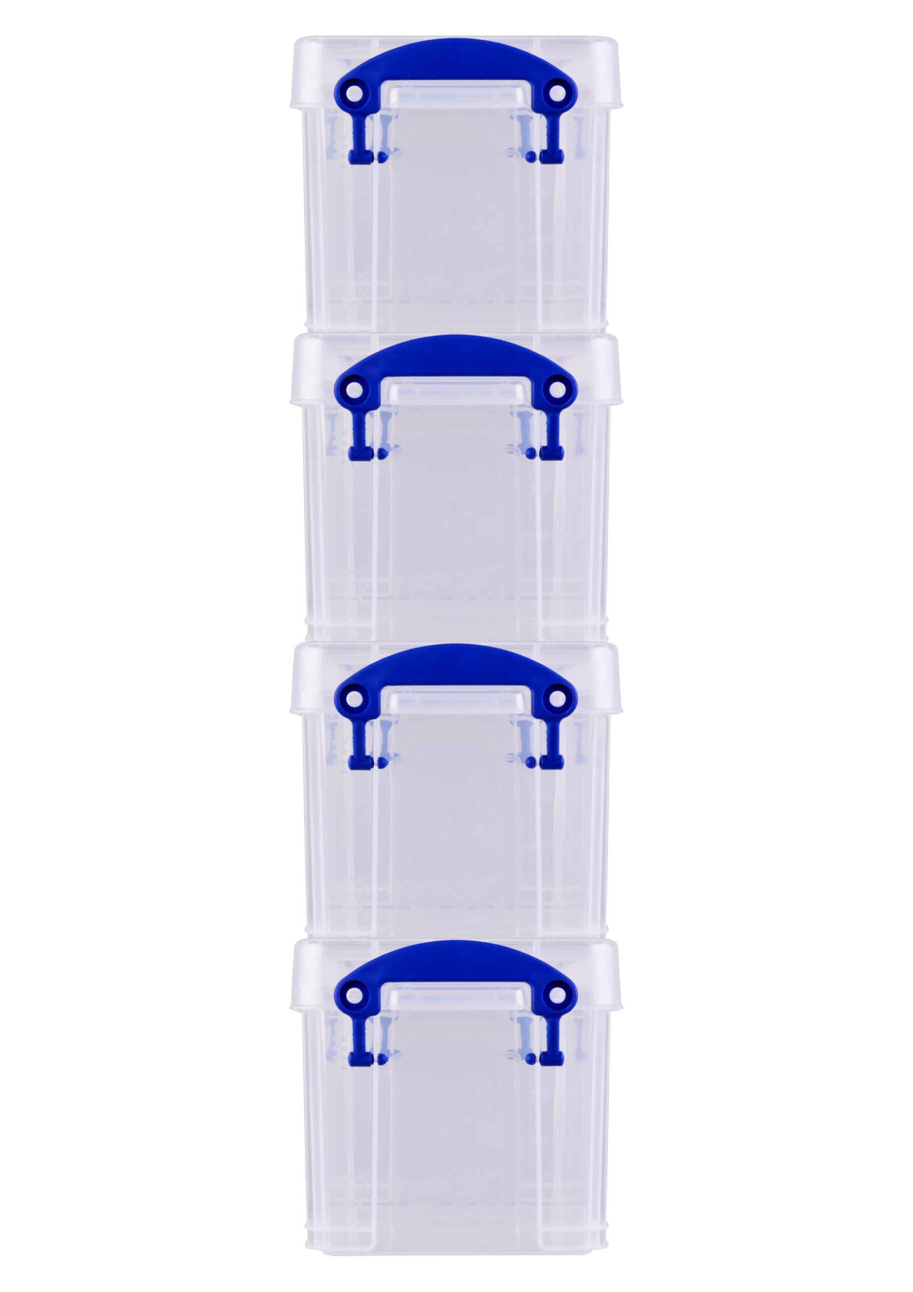 Really Useful Box Plastic Storage Box 2.1L Clear | Stackable with Lockable Lid | Pack of 4 3