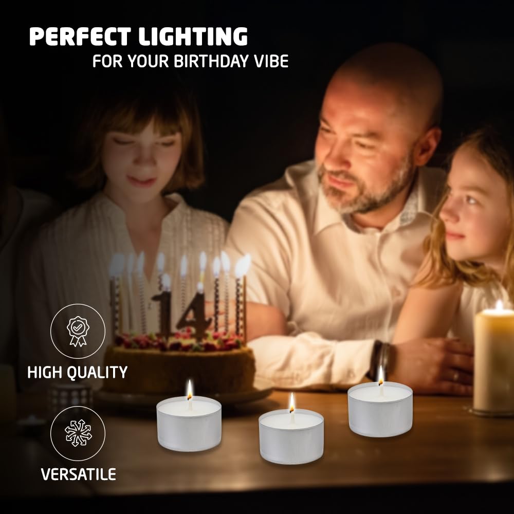1ABOVE Unscented Tea Light Candles - 8 Hour Burn Time | Pack of 10 | White Wax 3