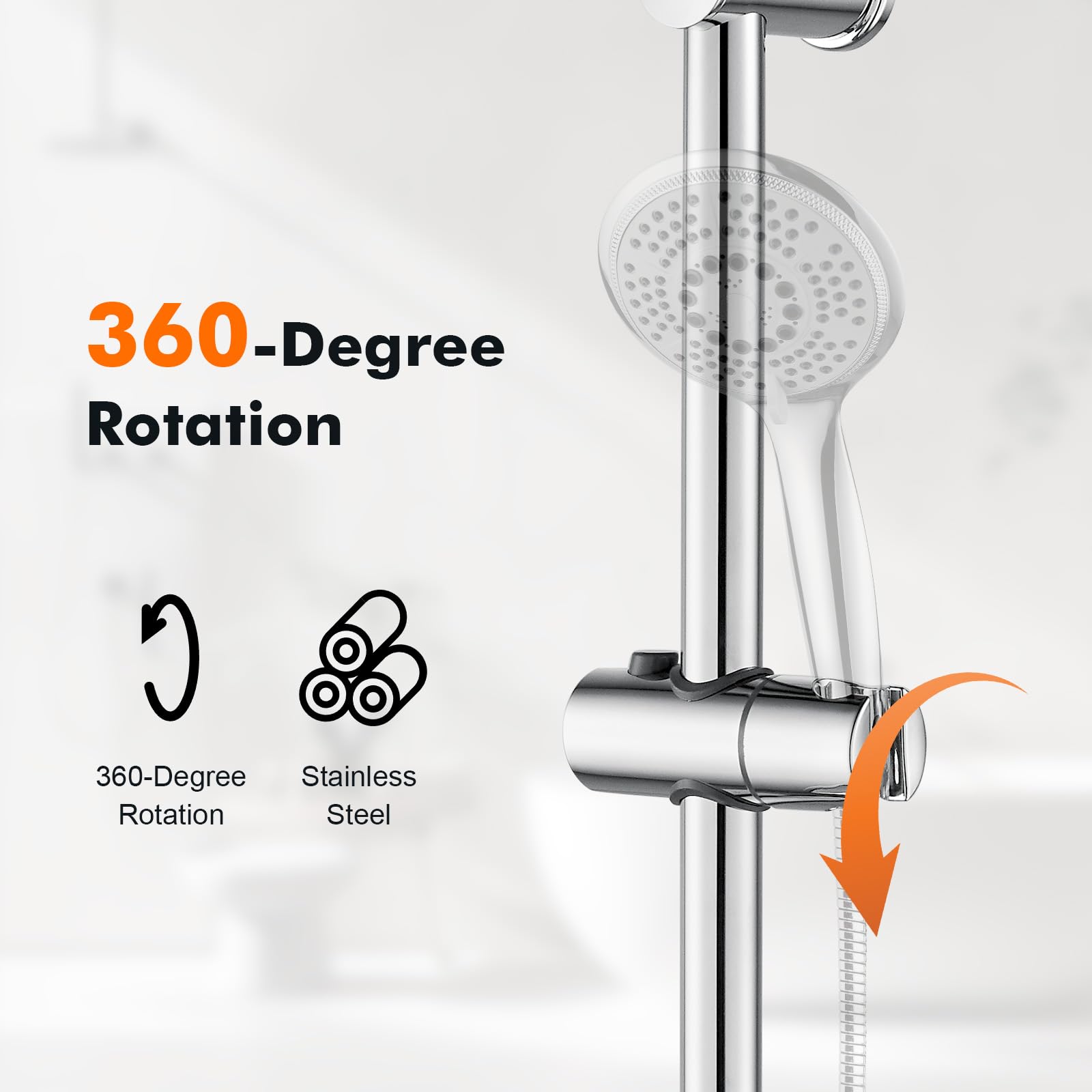 Ibergrif M20802 Shower Riser Rail - Wall Mounted Slide Bar with Adjustable Holder & Soap Dish | Chrome Finish 5