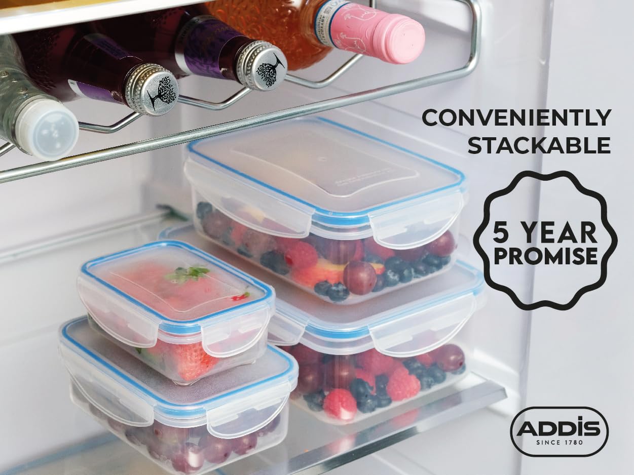 Addis Clip Tight Food Storage Containers - 300ml Round, Pack of 3, Airtight & Stackable 4