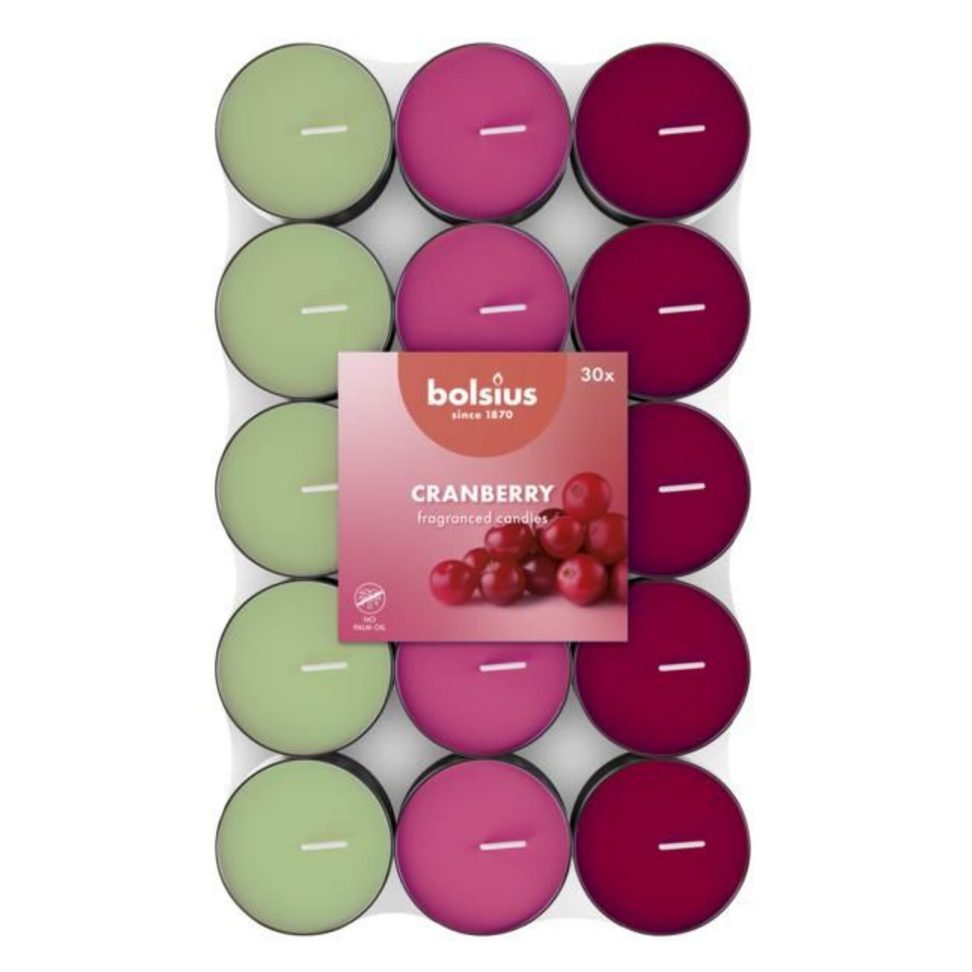 BOLSIUS Scented Tealights - Cranberry Fragrance | 3.5 Hour Burn Time | Tricolour